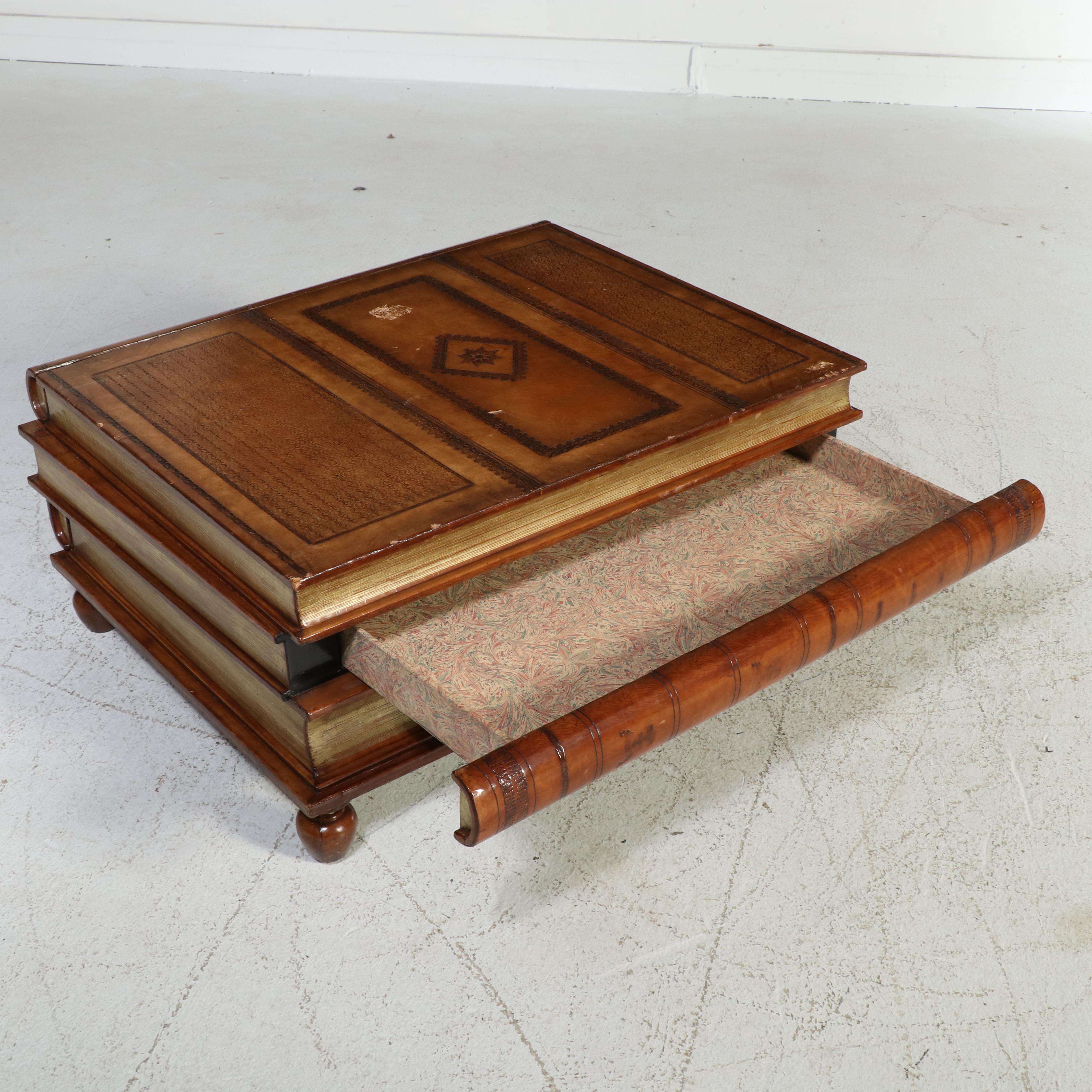 Maitland-Smith Wooden Faux Book Shaped Coffee Table