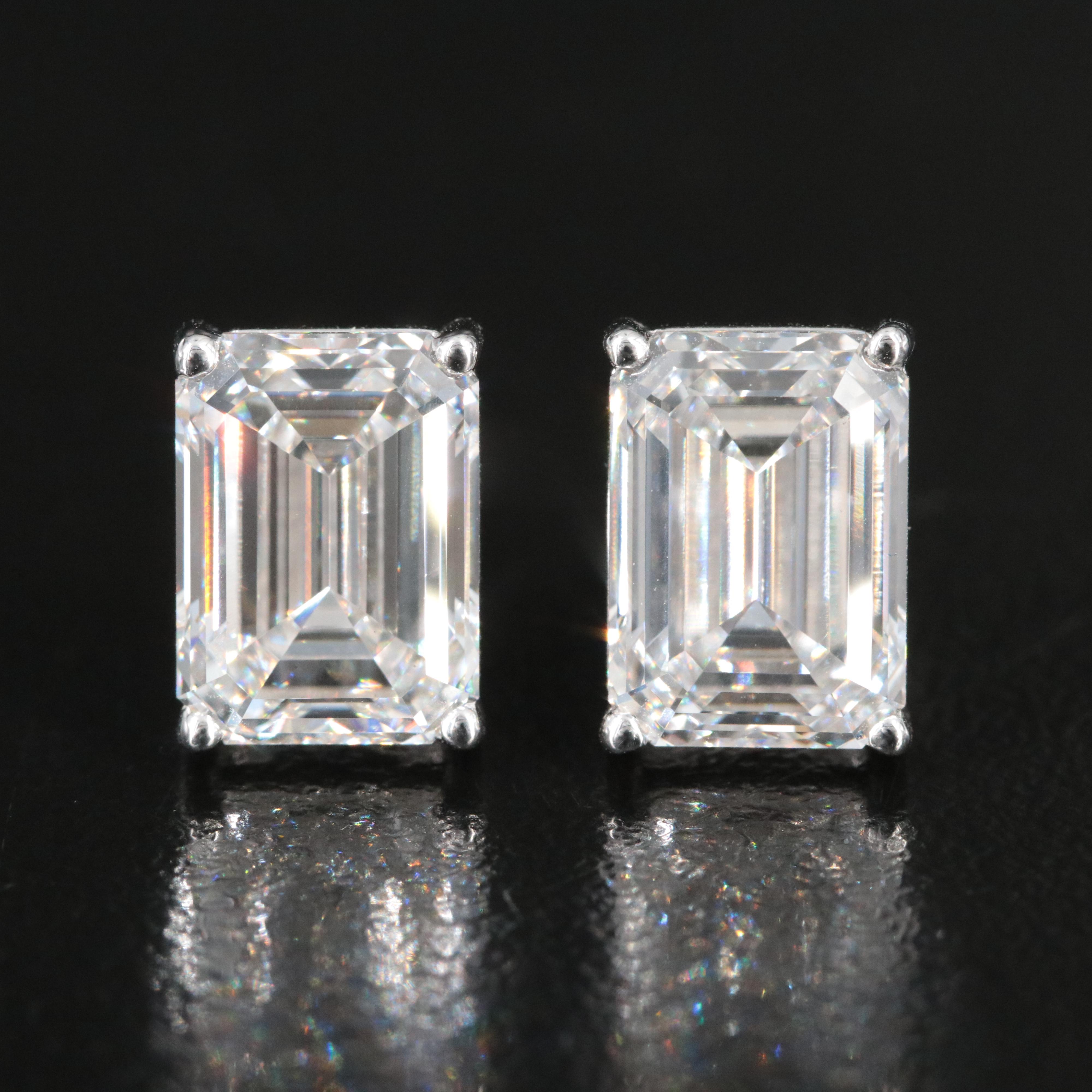 Platinum 6.19 CTW Lab Grown Diamond Solitaire Stud Earrings with IGI Reports