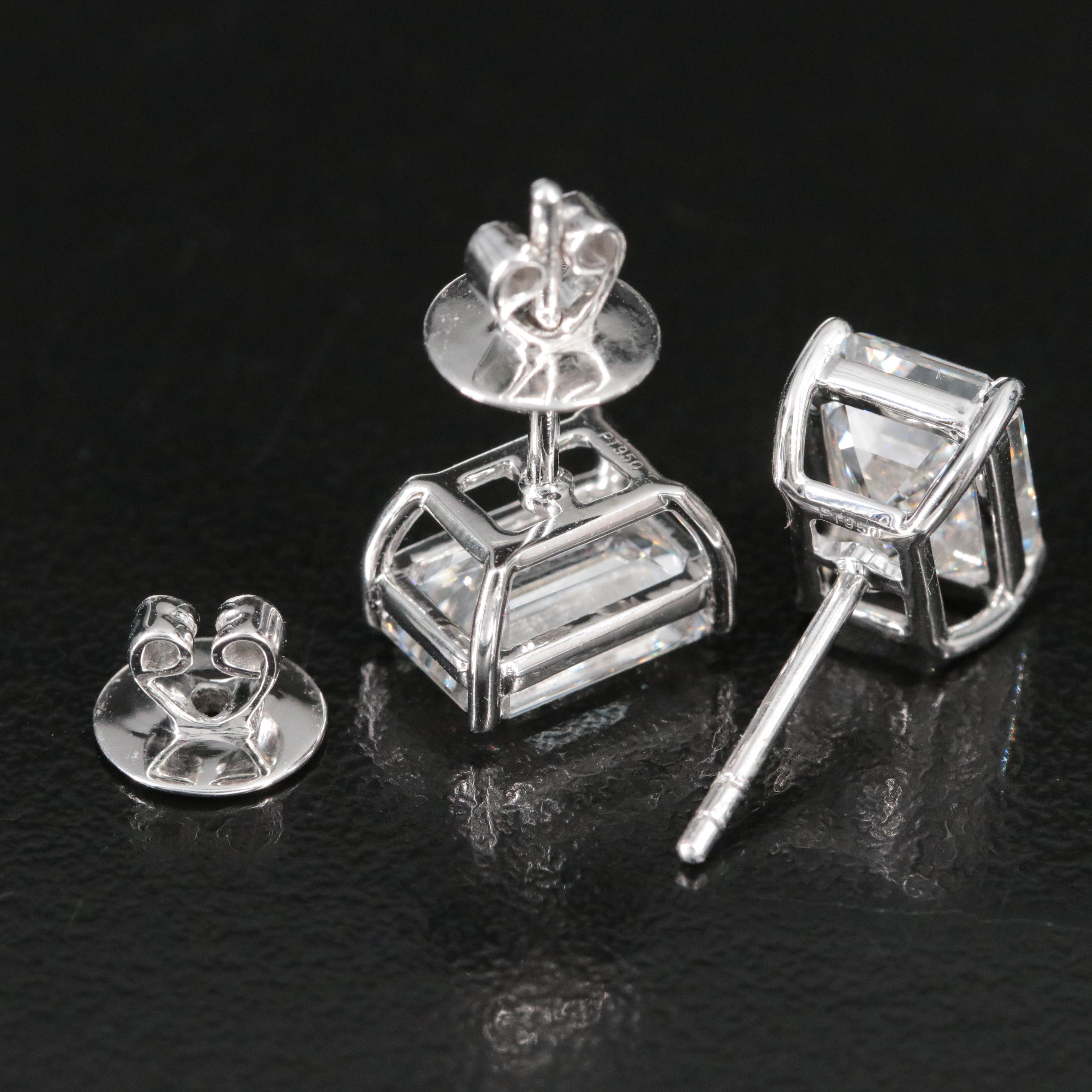 Platinum 6.19 CTW Lab Grown Diamond Solitaire Stud Earrings with IGI Reports