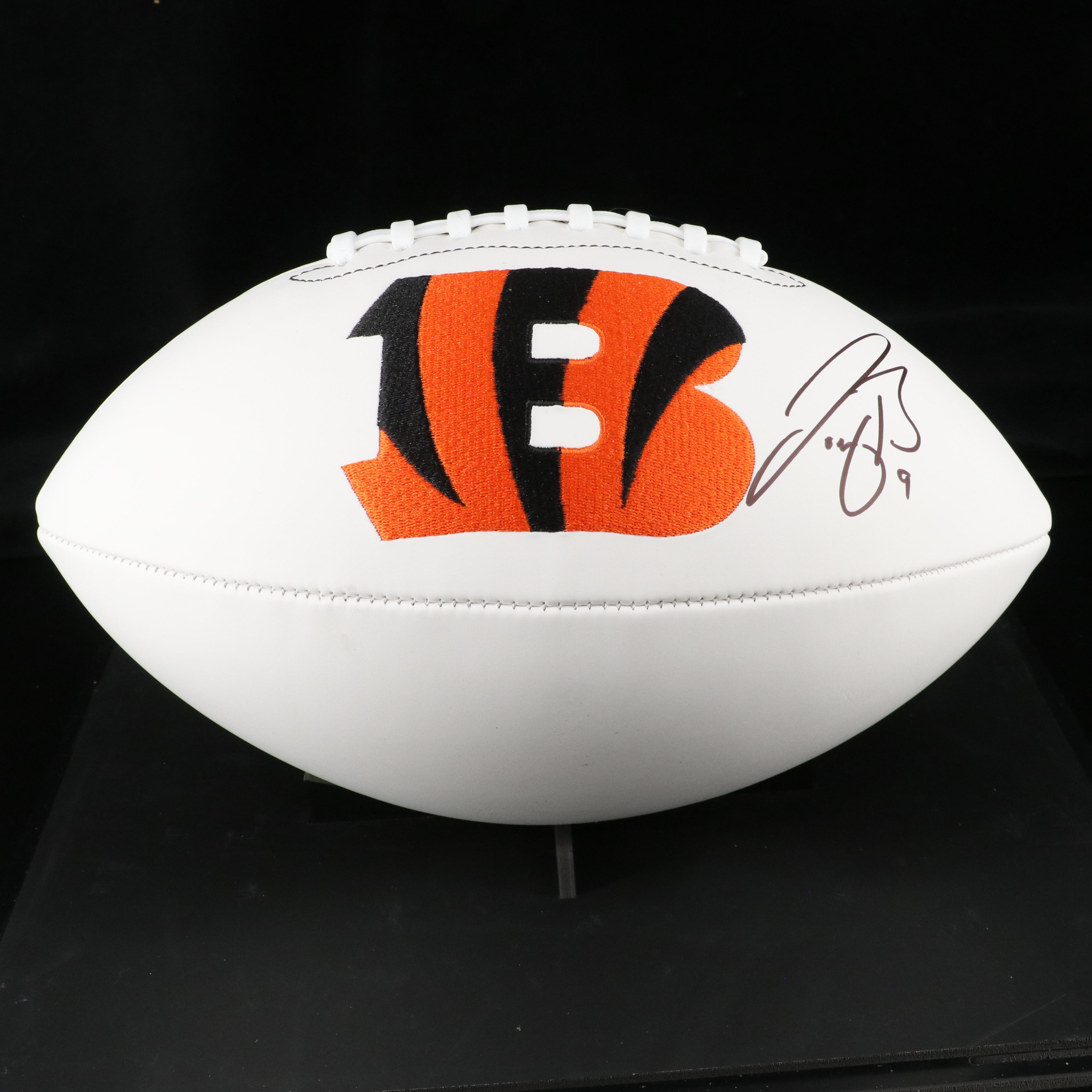Joe Burrow Signed Cincinnati Bengals Football with Display