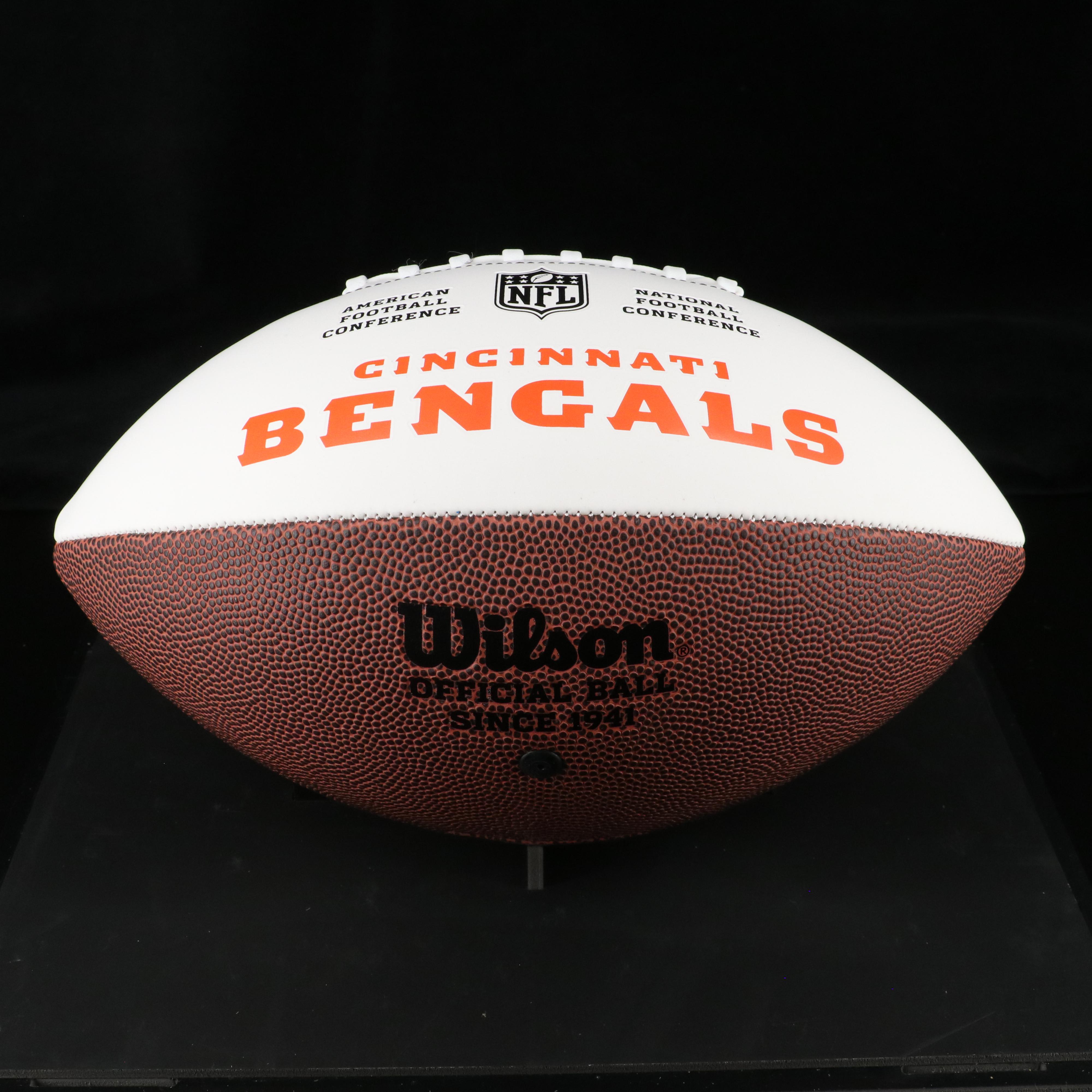 Joe Burrow Signed Cincinnati Bengals Football with Display