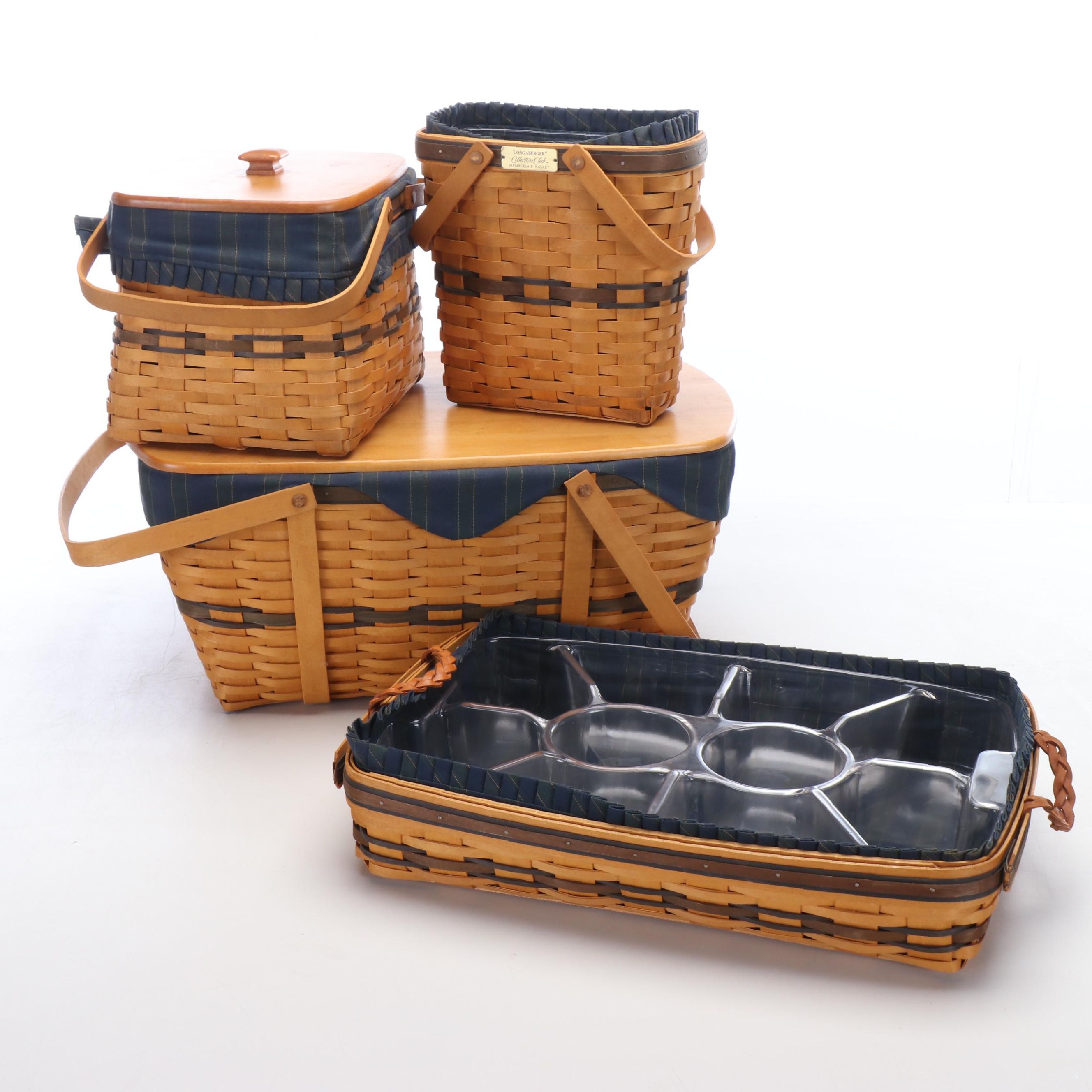 Four Longaberger Collector Club Baskets with a Collectors Club Basket