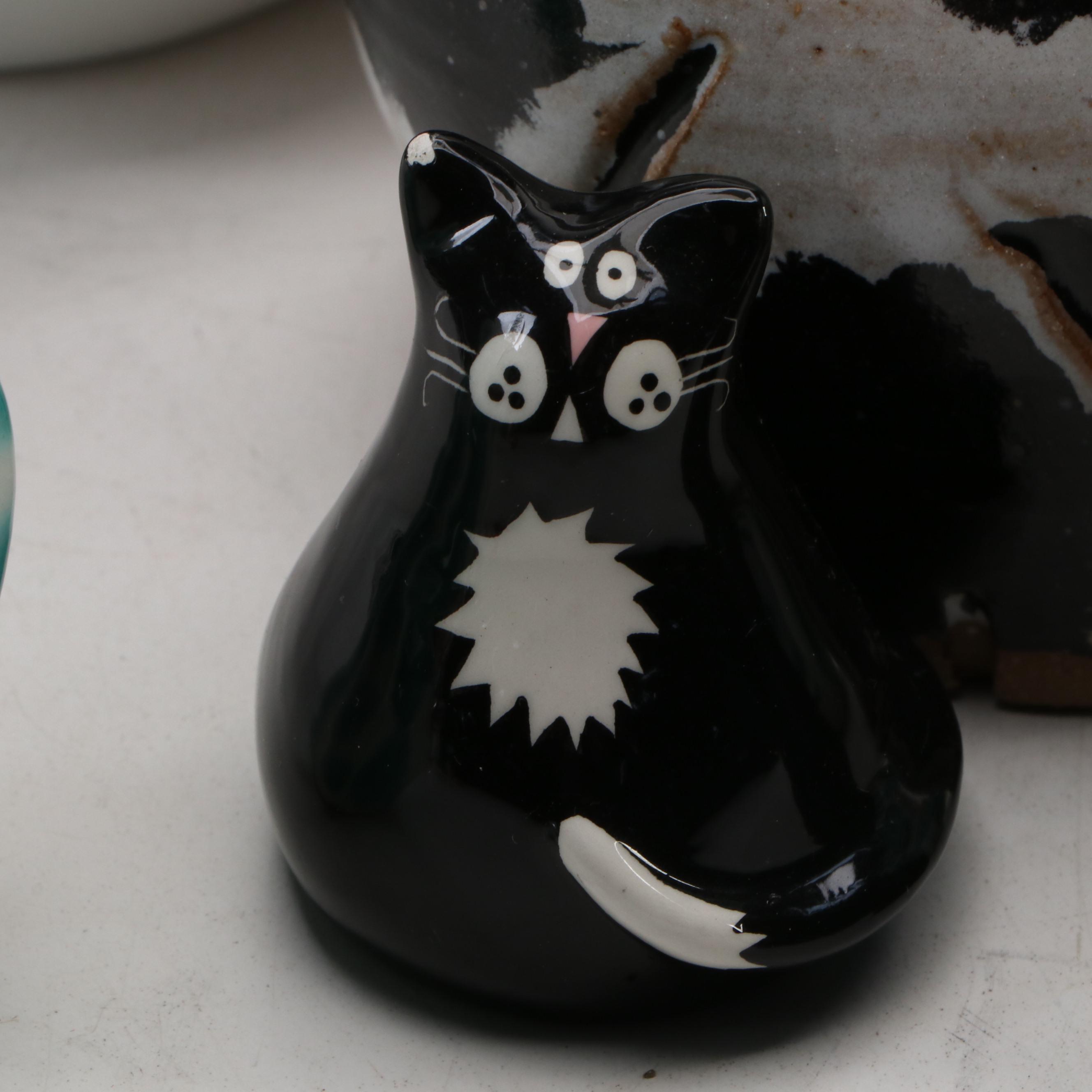 Ceramic Cat Shaped Tea for One Sets with Other Figurines and Decor