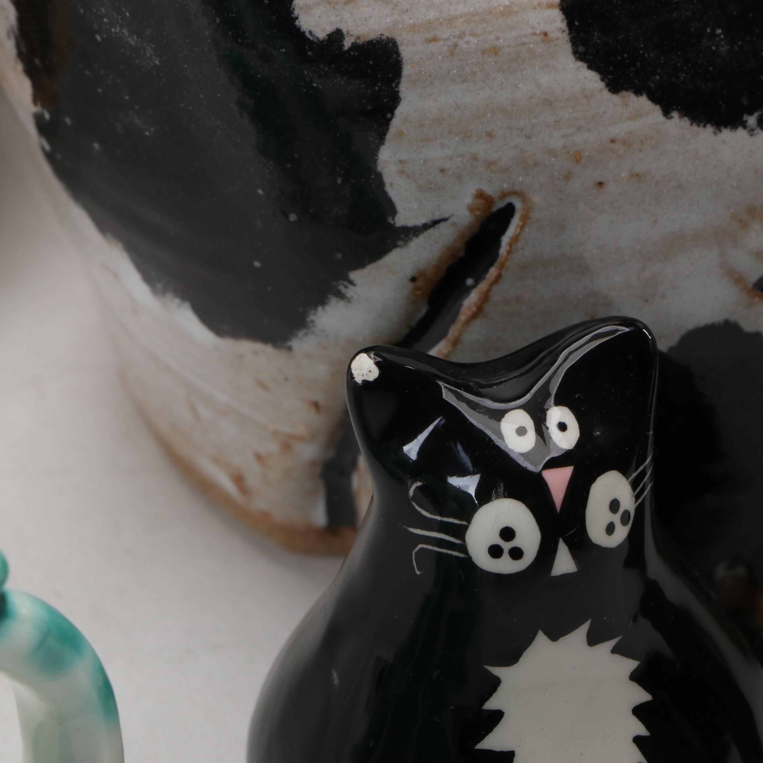 Ceramic Cat Shaped Tea for One Sets with Other Figurines and Decor
