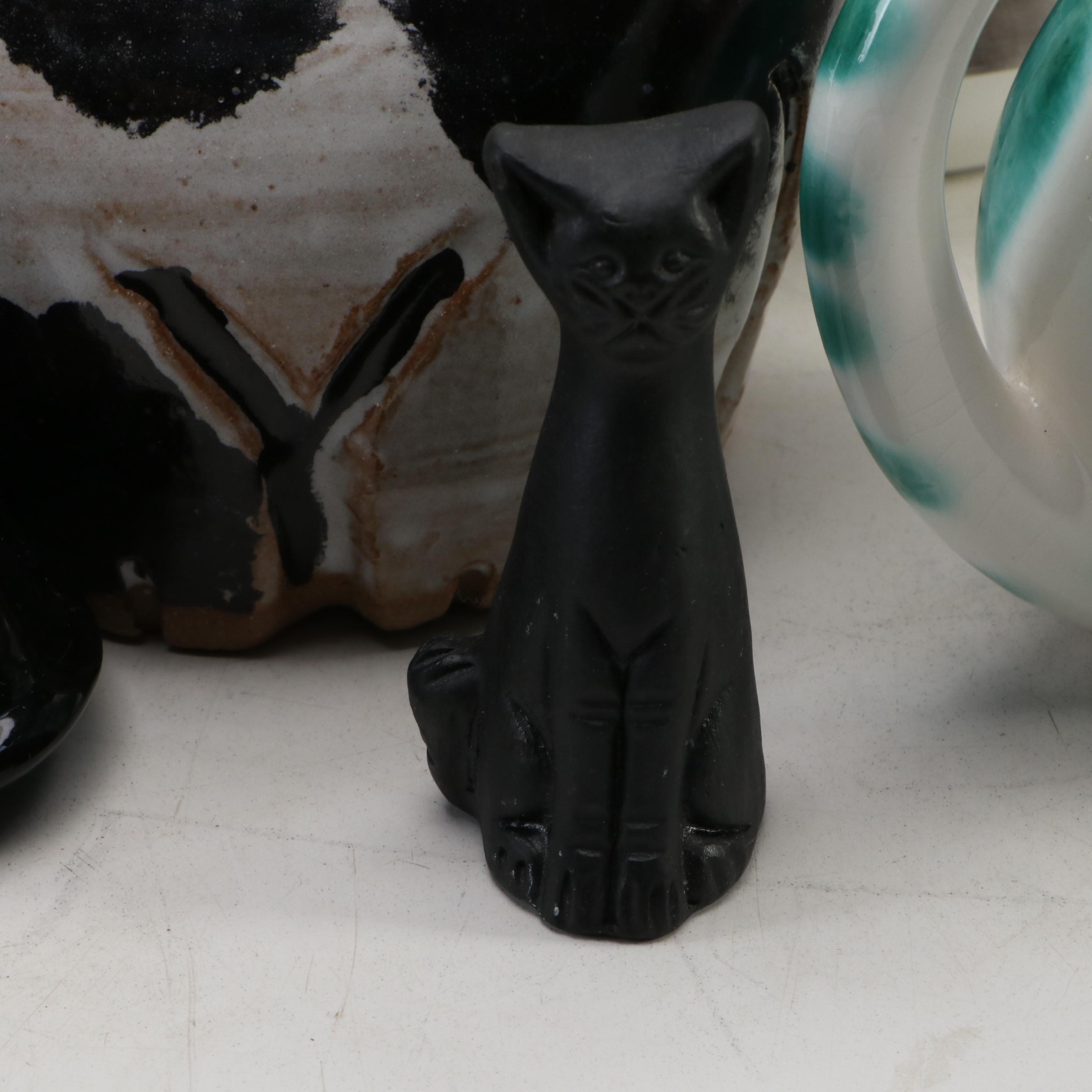 Ceramic Cat Shaped Tea for One Sets with Other Figurines and Decor