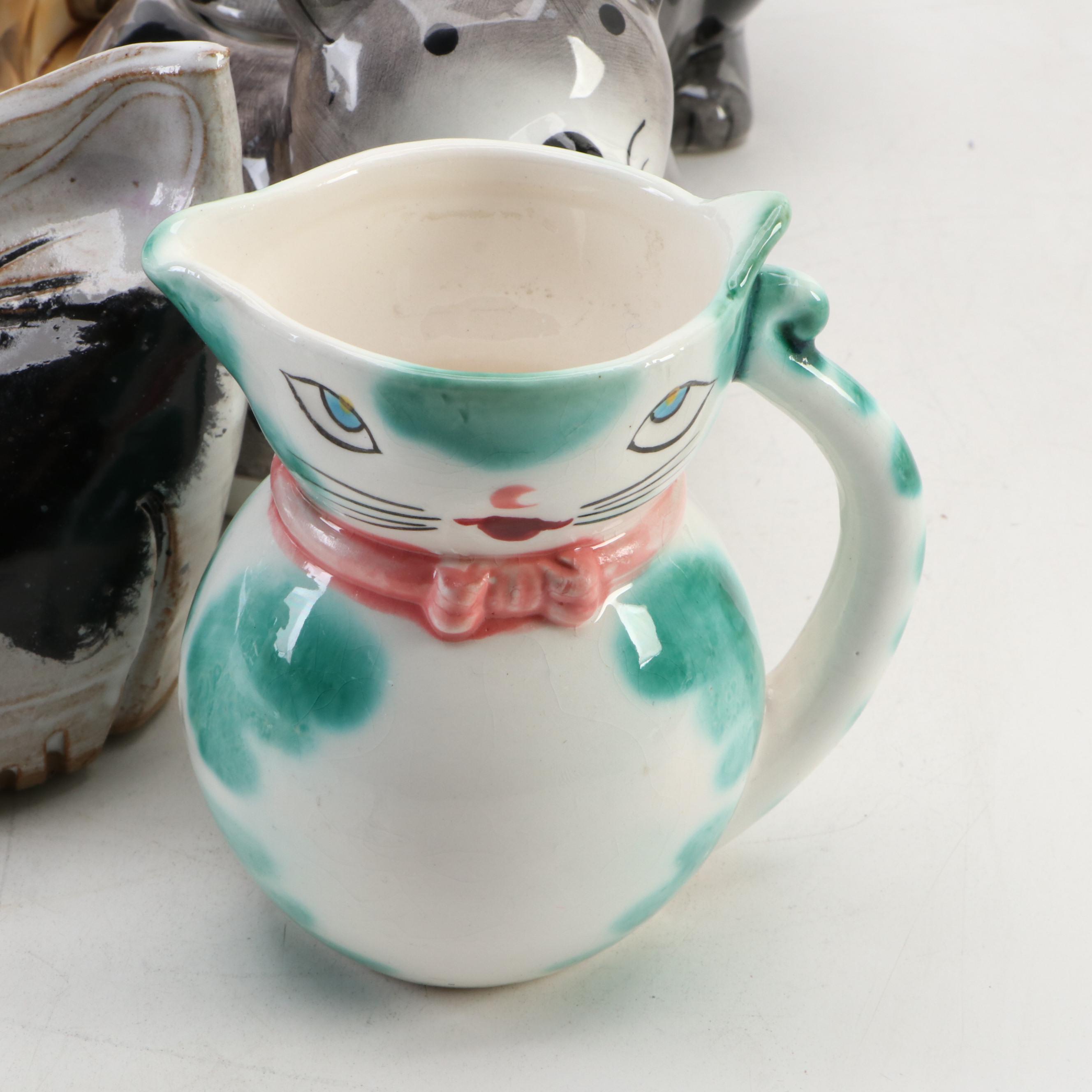 Ceramic Cat Shaped Tea for One Sets with Other Figurines and Decor