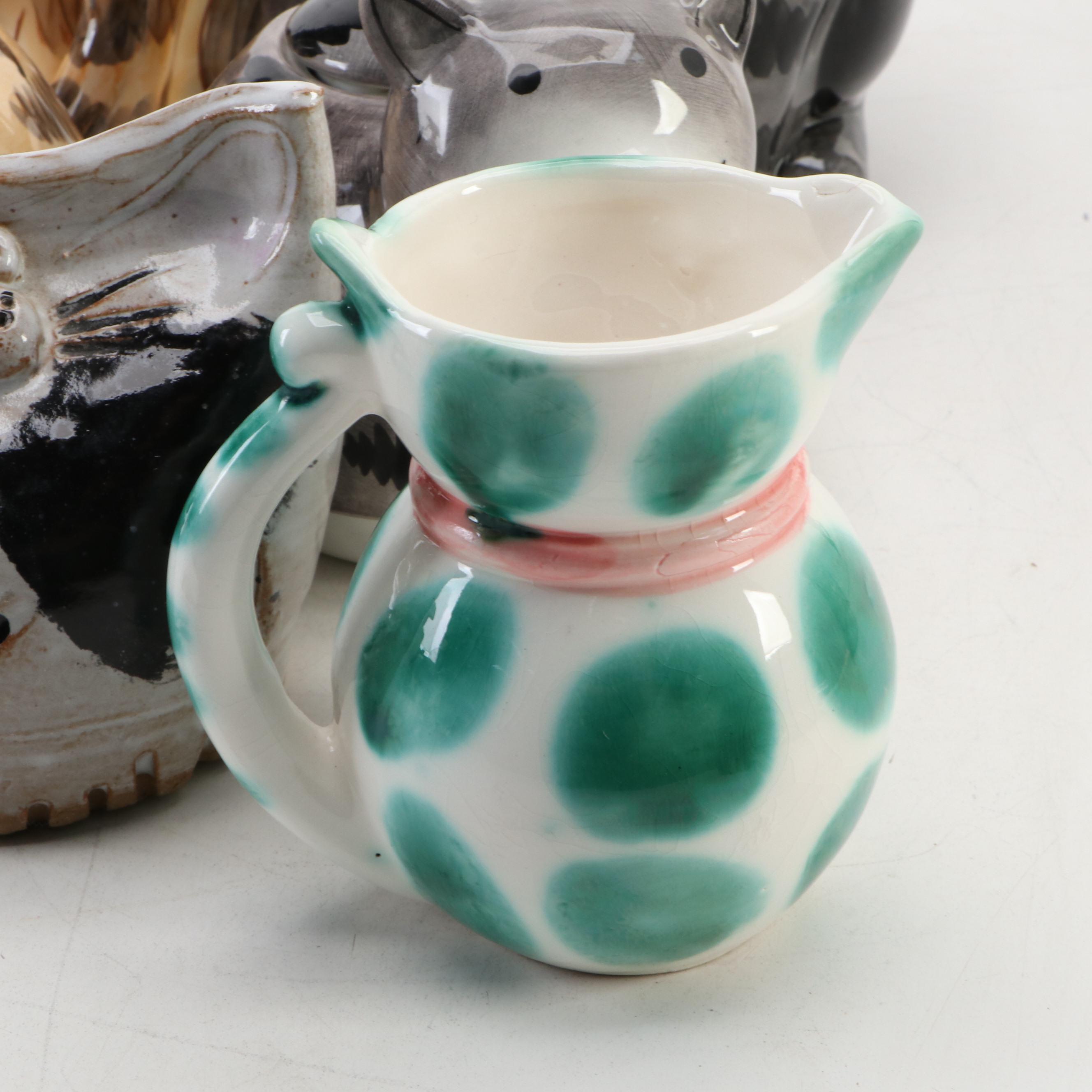 Ceramic Cat Shaped Tea for One Sets with Other Figurines and Decor