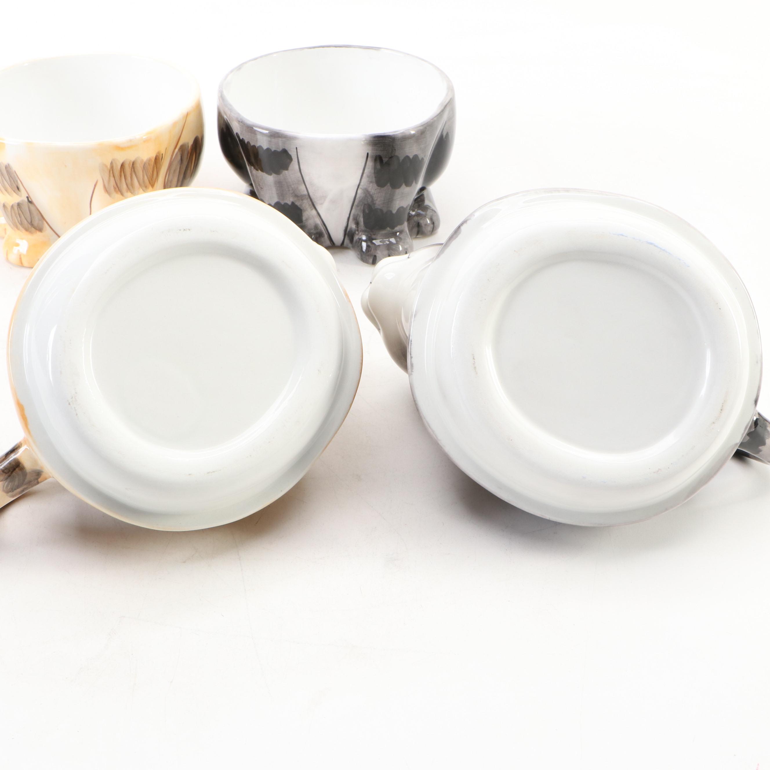 Ceramic Cat Shaped Tea for One Sets with Other Figurines and Decor