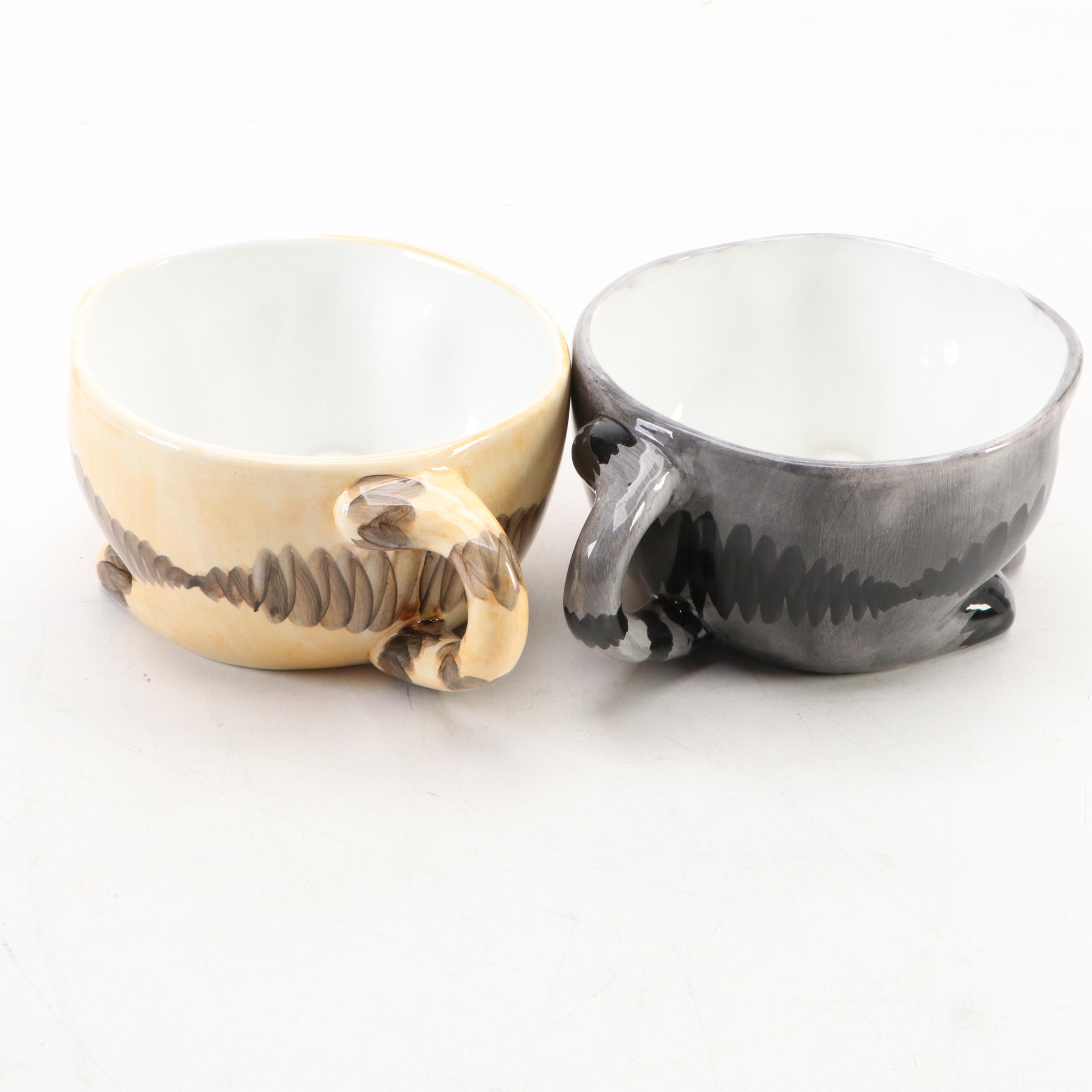 Ceramic Cat Shaped Tea for One Sets with Other Figurines and Decor