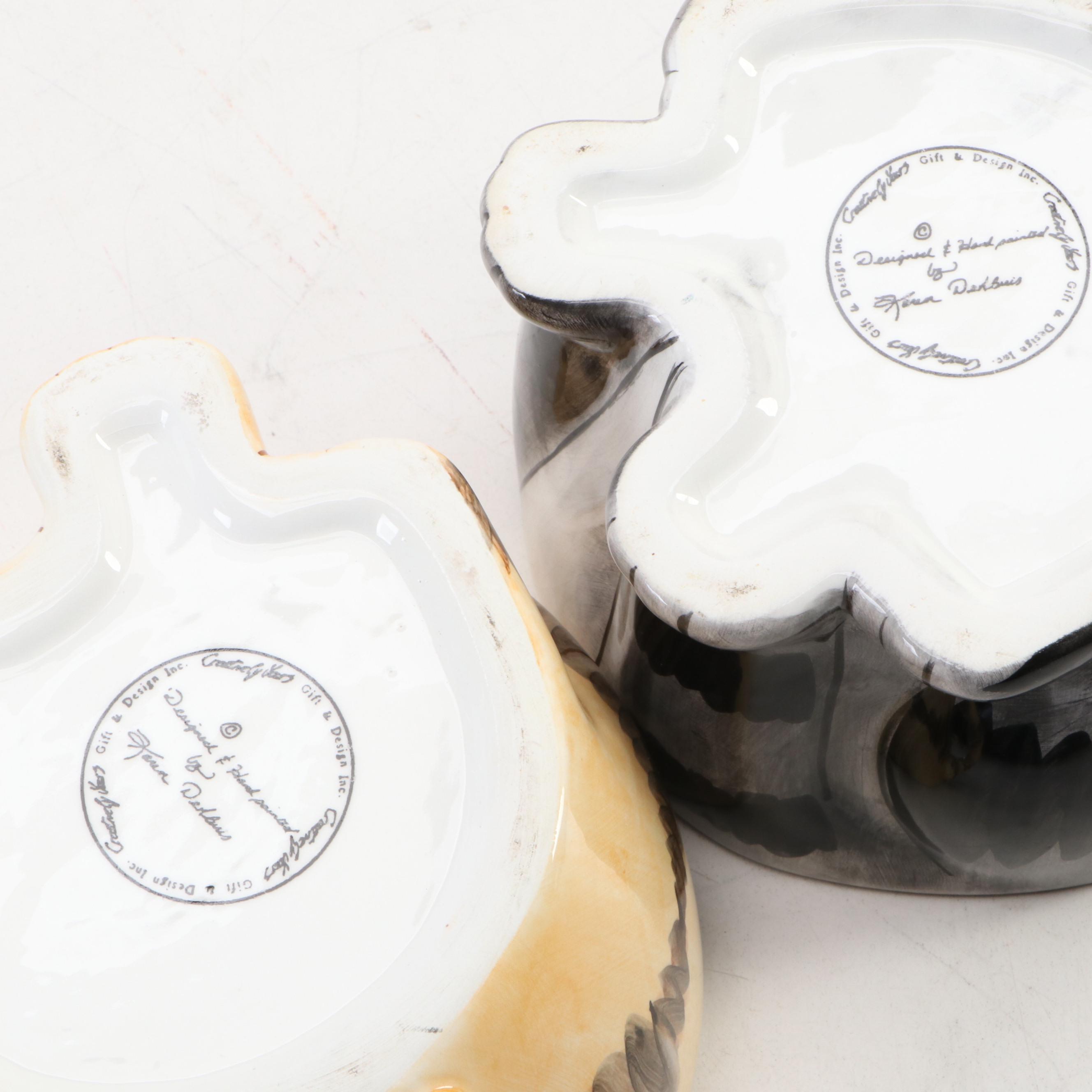 Ceramic Cat Shaped Tea for One Sets with Other Figurines and Decor