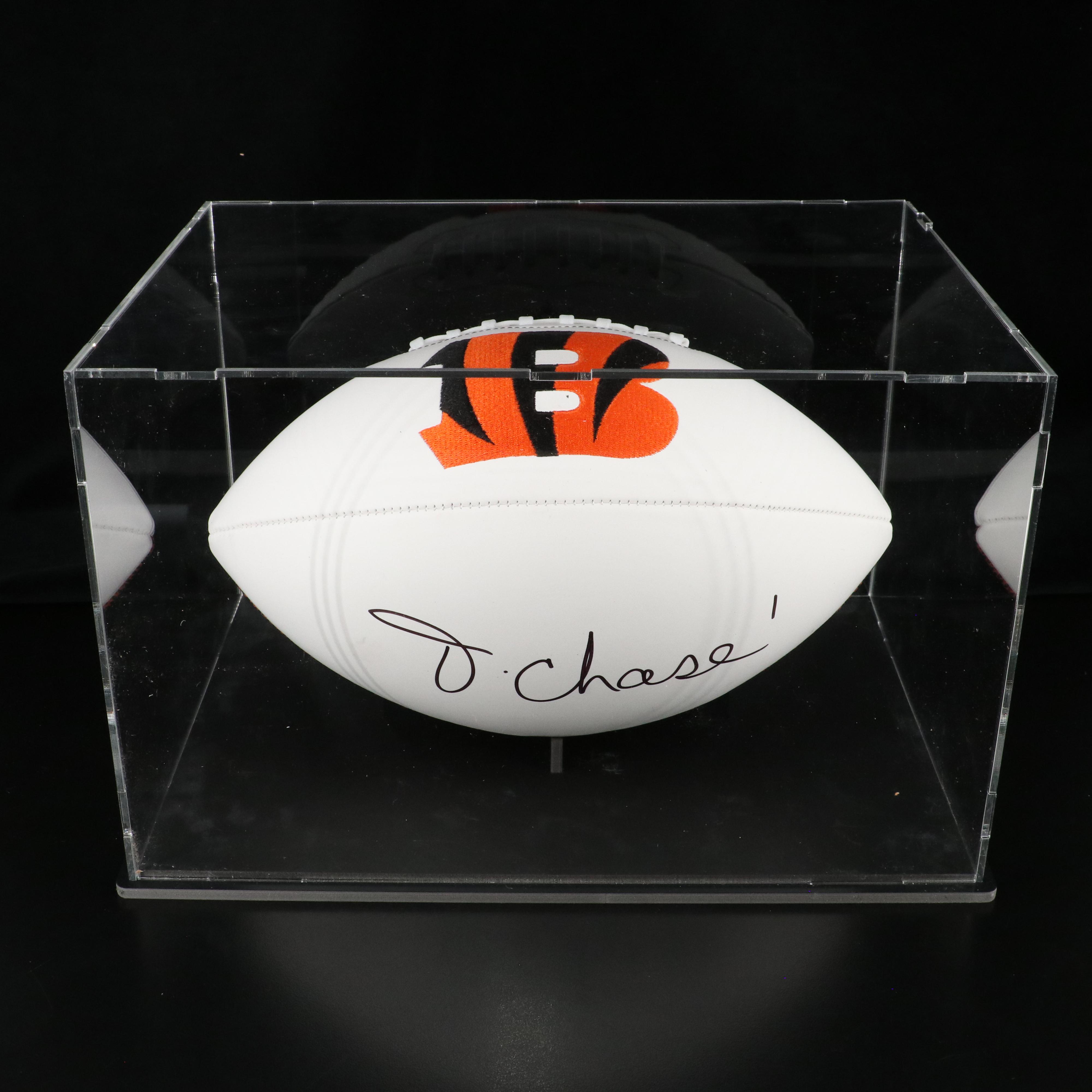 Ja'Marr Chase Signed Cincinnati Bengals Football with Display