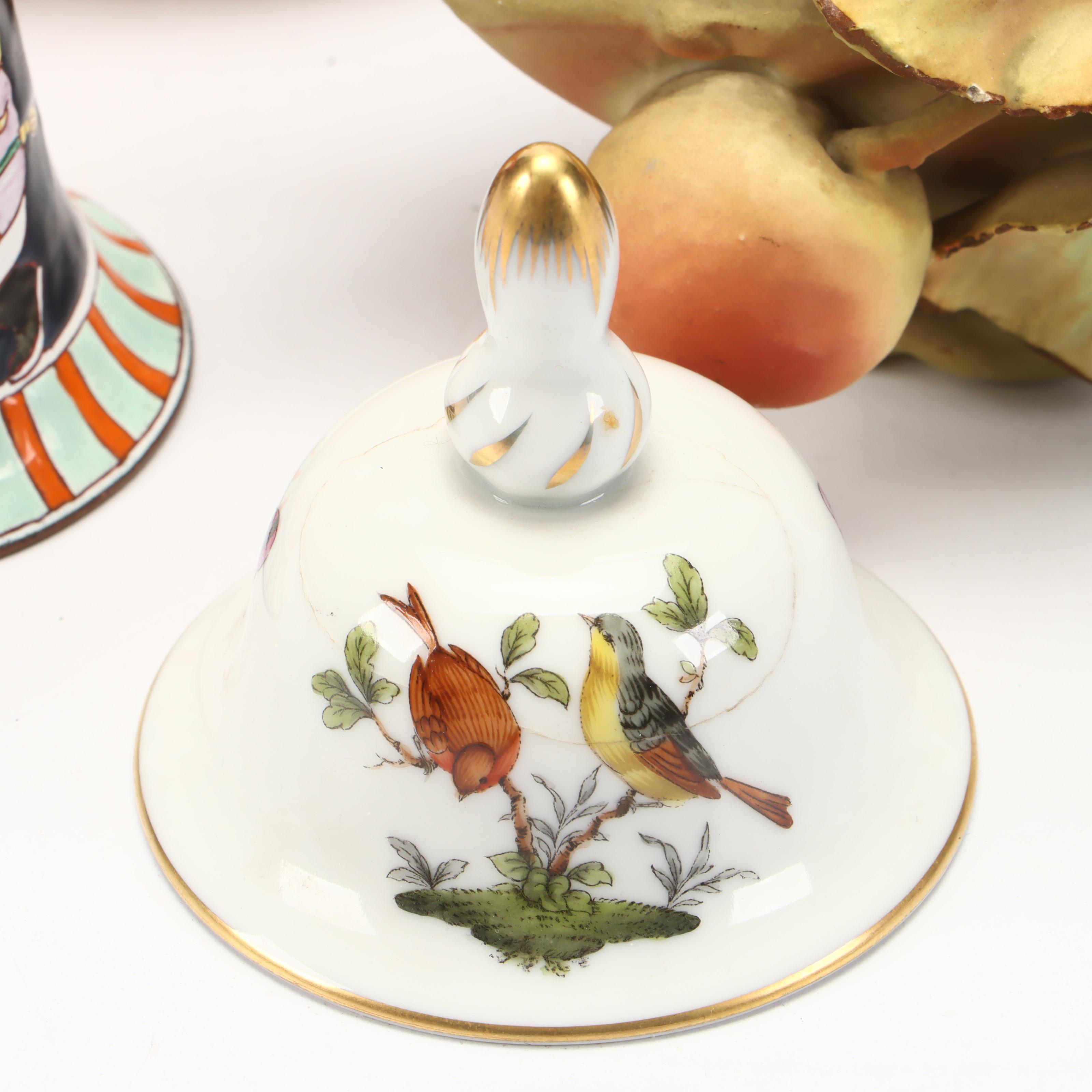 Herend Porcelain "Rothschild Bird" with Other Bells and Decor