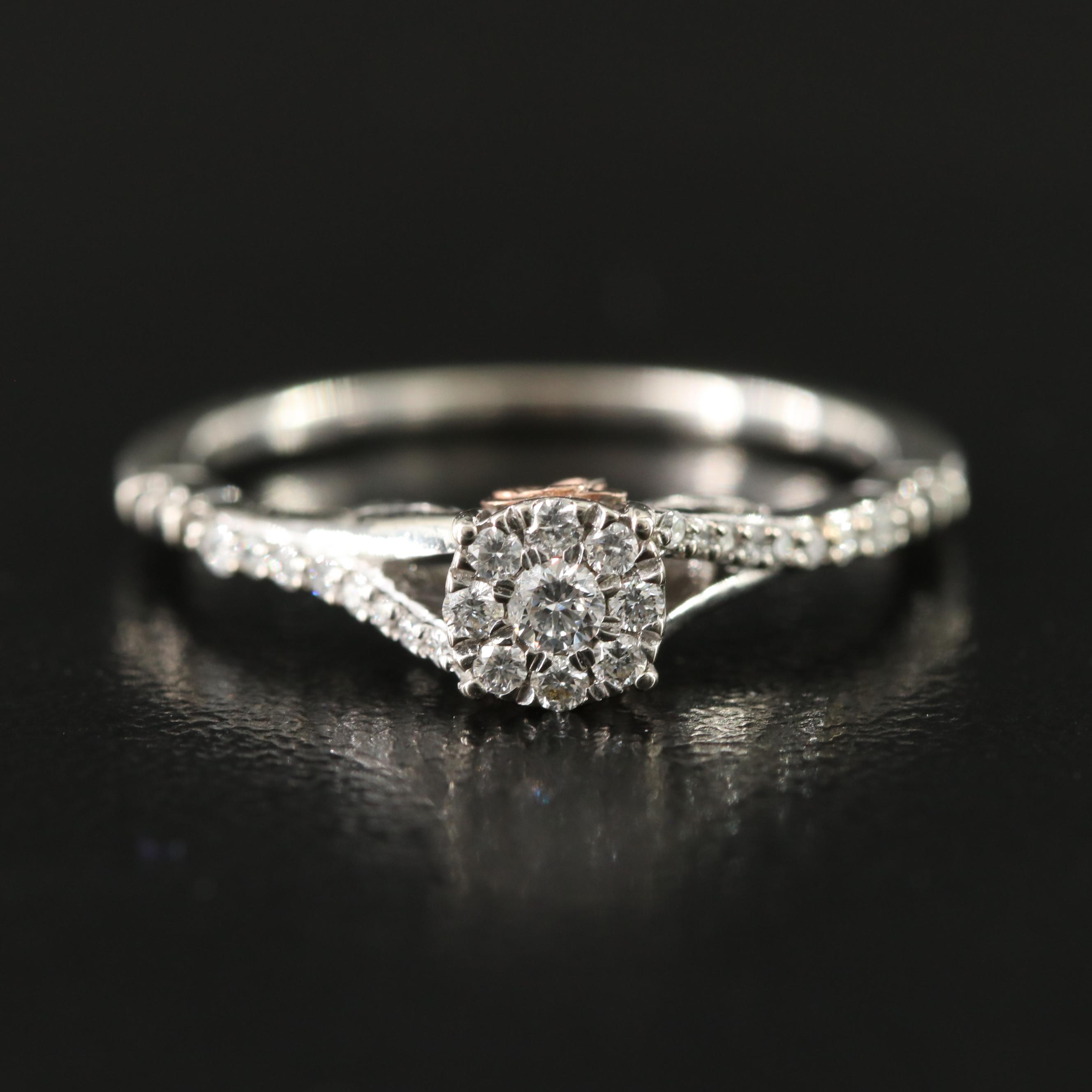 Enchanted Disney Belle 10K 0.25 CTW Diamond Ring with Rose Gold Accents