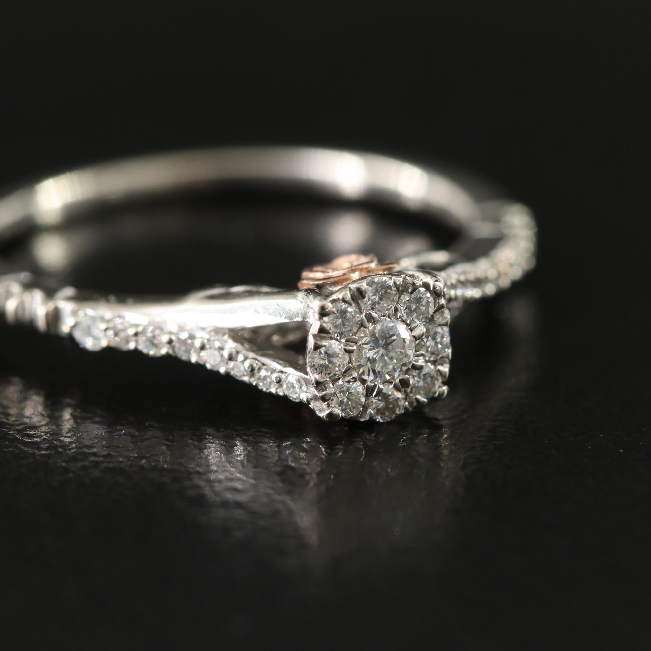 Enchanted Disney Belle 10K 0.25 CTW Diamond Ring with Rose Gold Accents