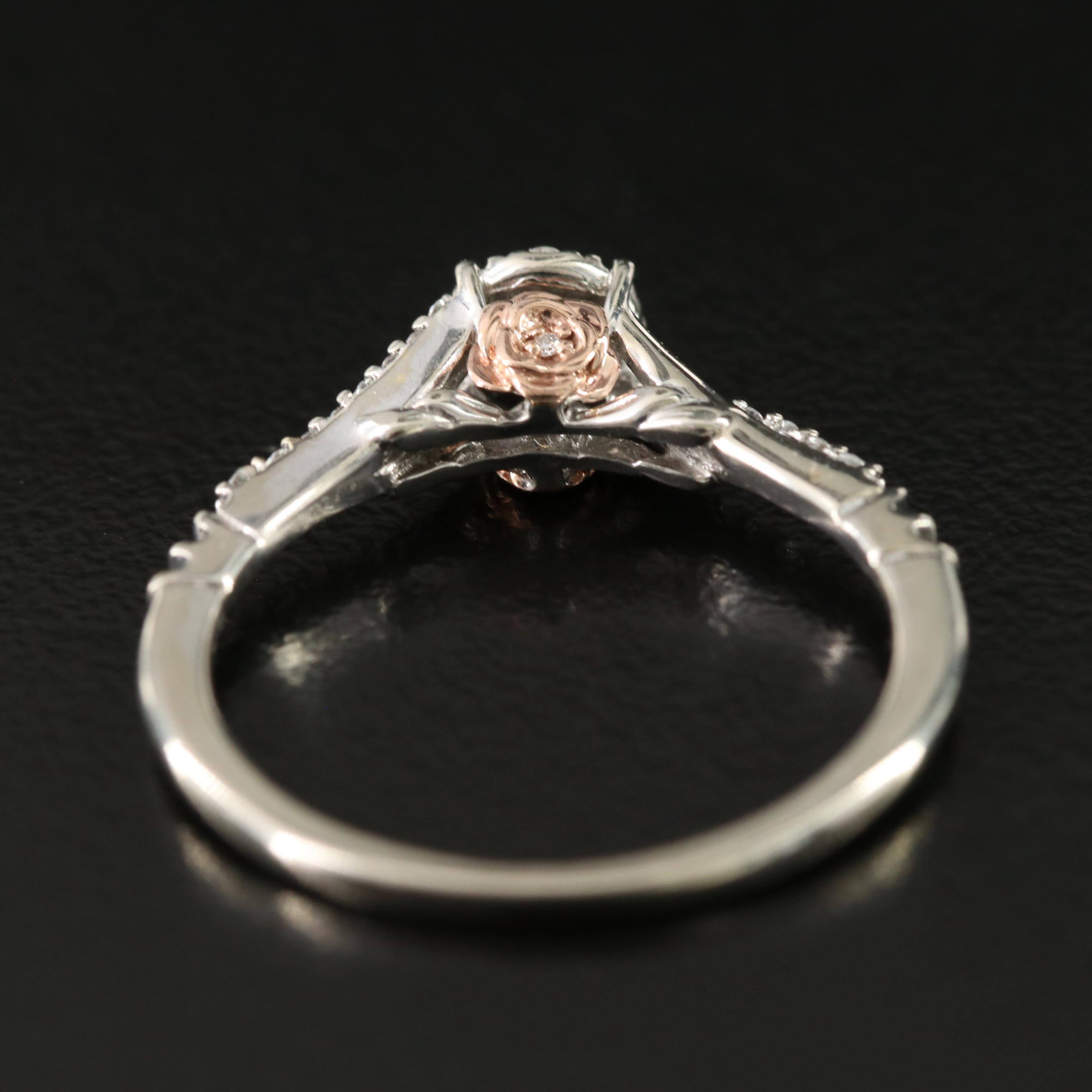 Enchanted Disney Belle 10K 0.25 CTW Diamond Ring with Rose Gold Accents