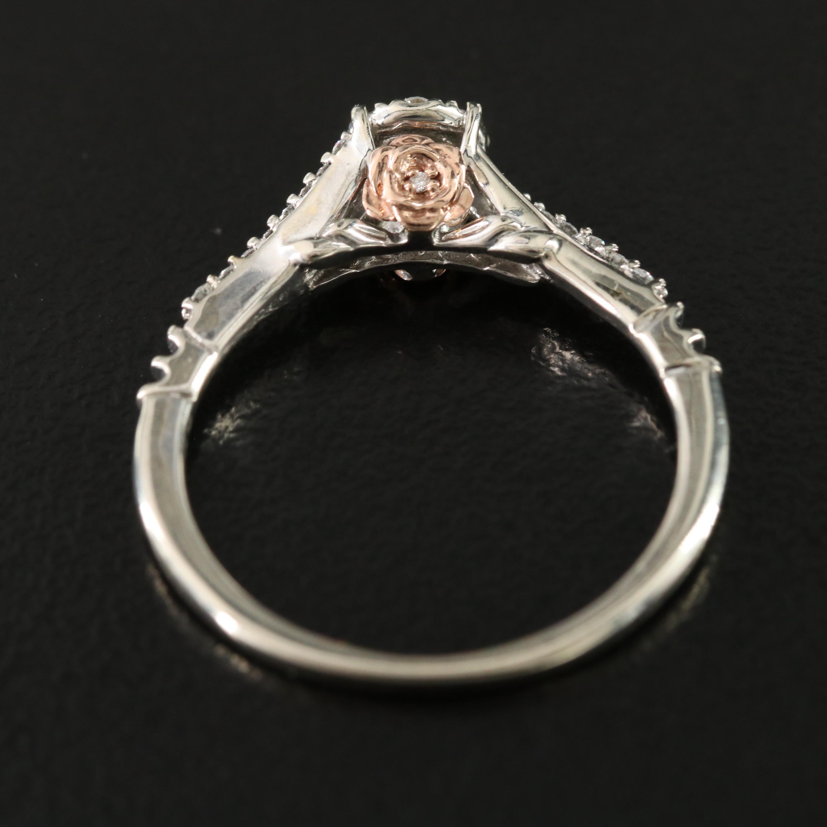 Enchanted Disney Belle 10K 0.25 CTW Diamond Ring with Rose Gold Accents