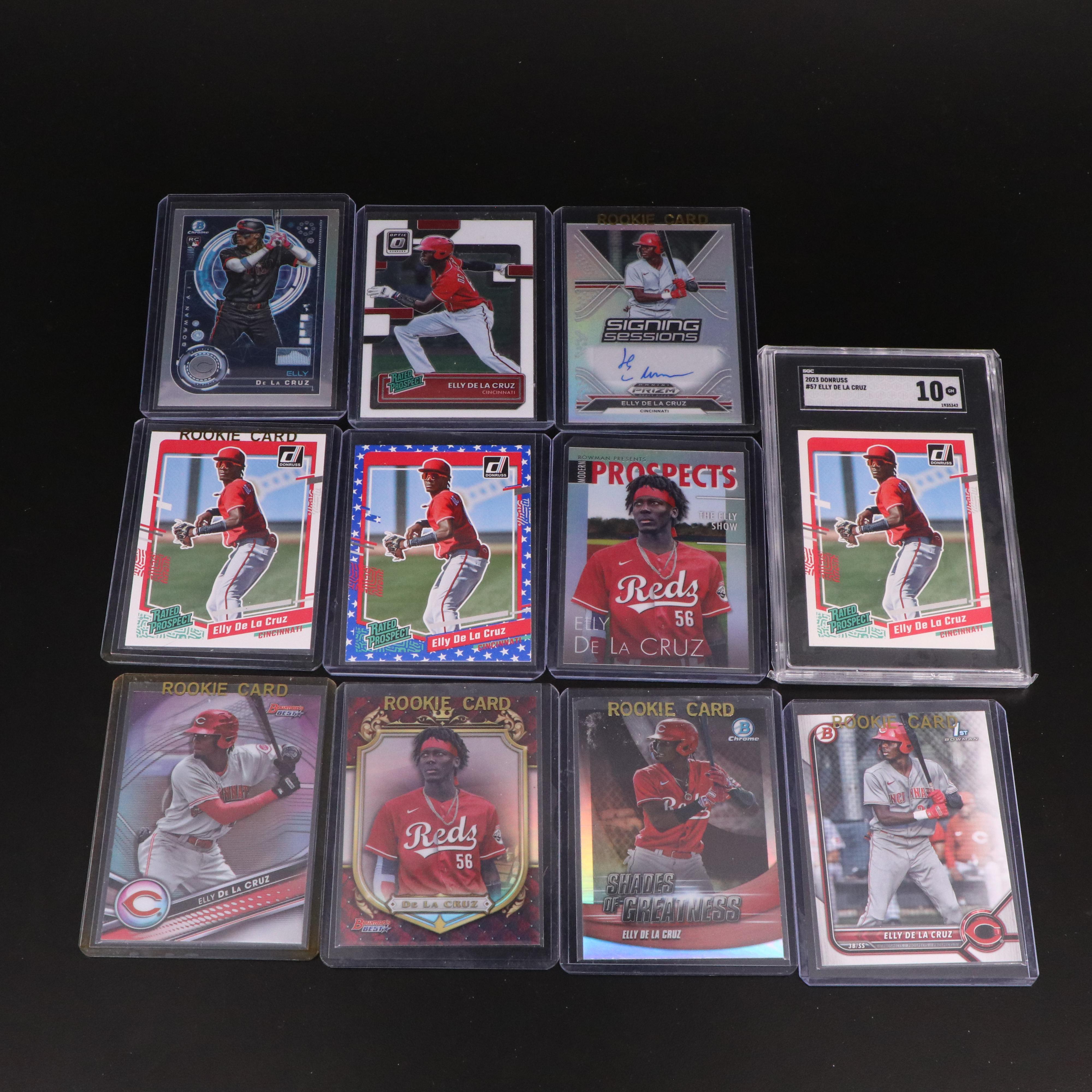 Elly De La Cruz Signed, Bowman 1st, Graded, Rookie, and Prospect Baseball Cards