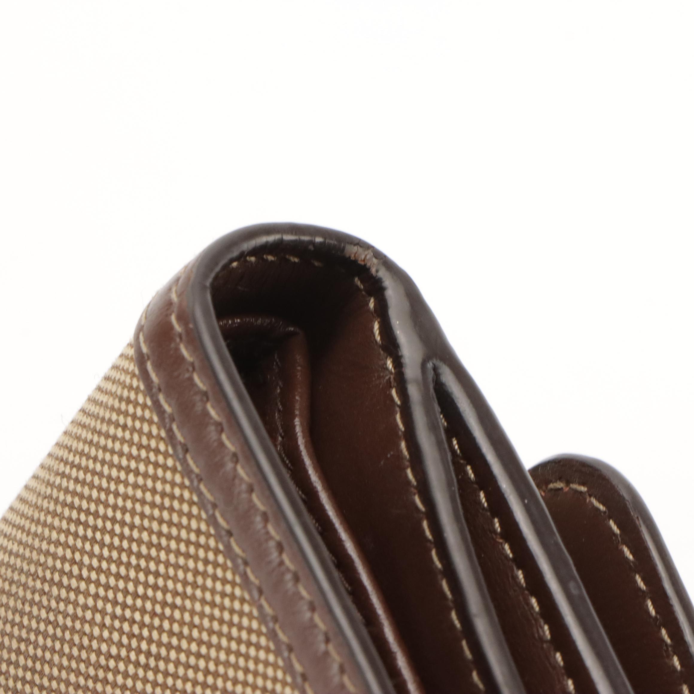 Prada Trifold Compact Wallet in Brown Logo Jacquard and Leather Trim, With Box