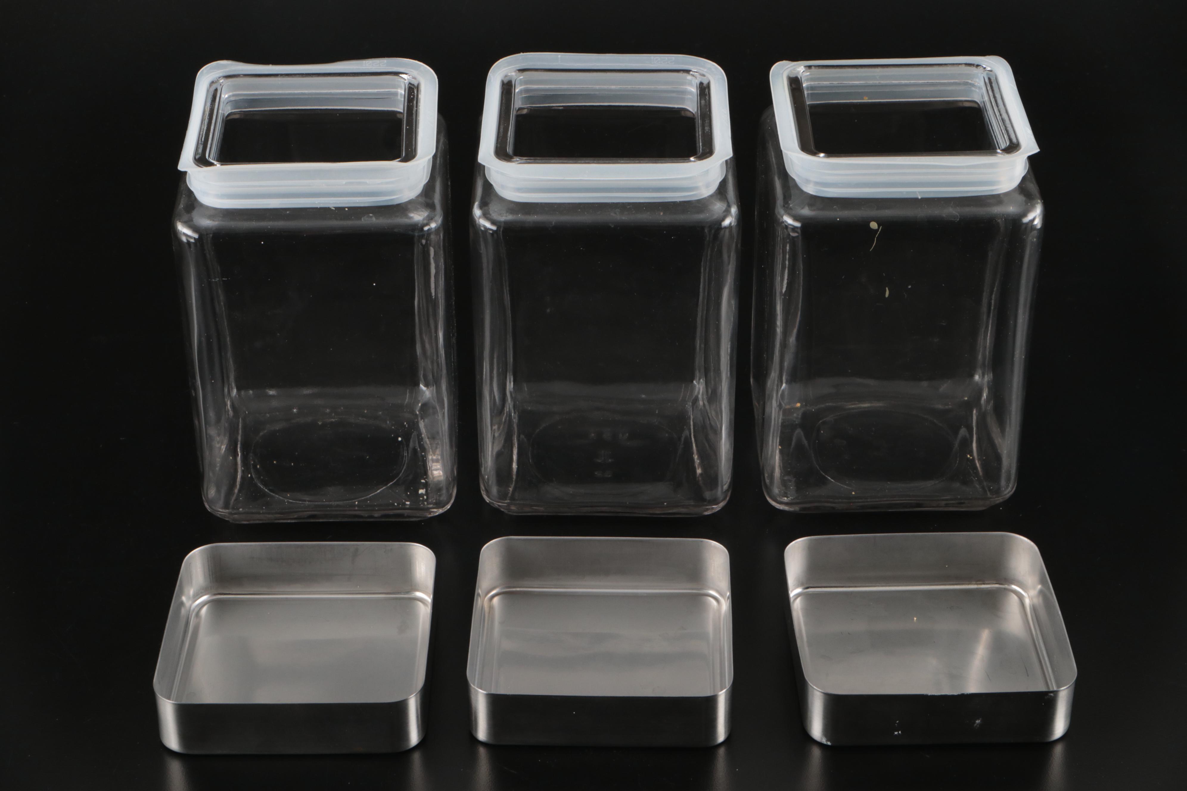 Anchor Hocking Glassware Steel Lidded Canisters and Cookie Jar