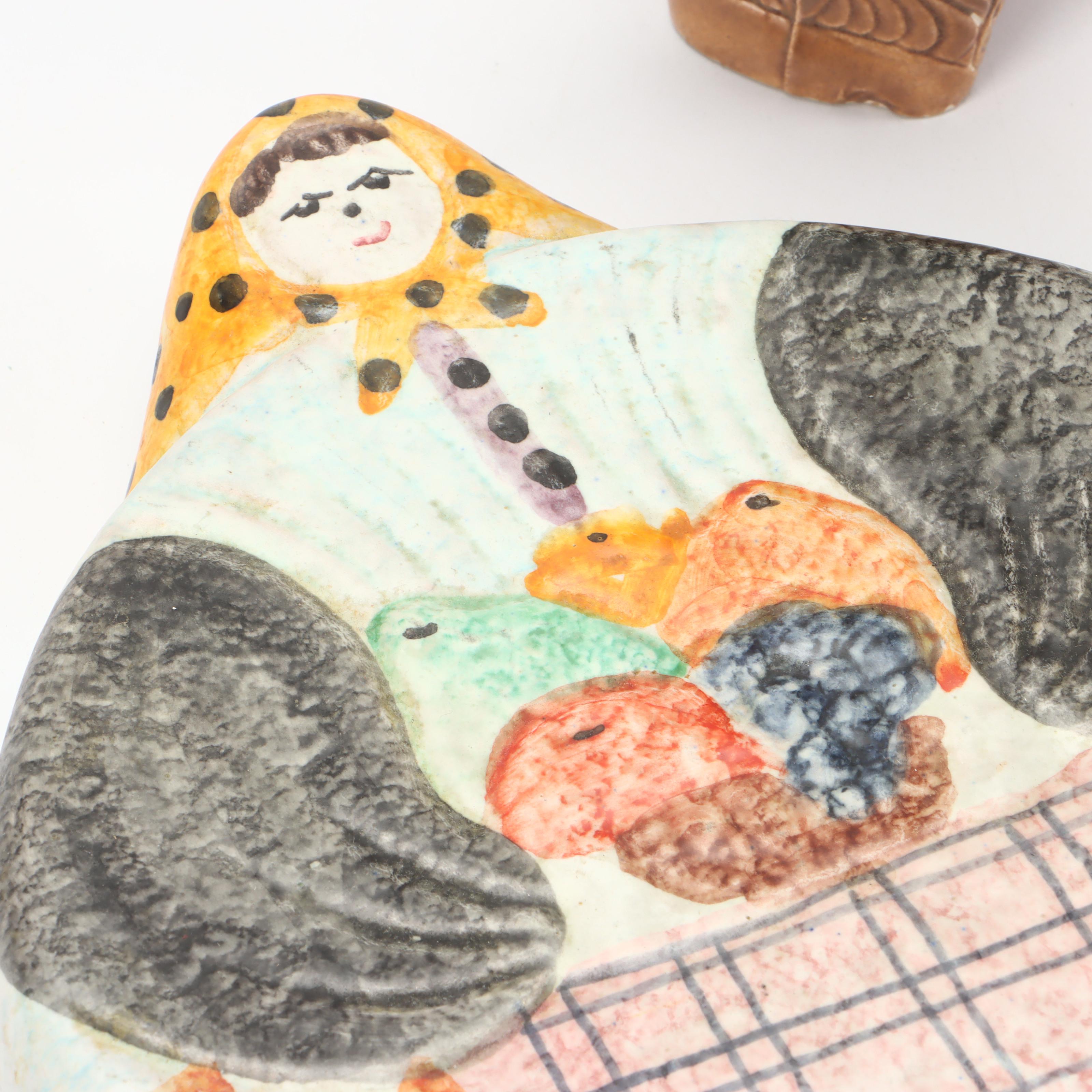 Macy's The Cellar Italian Women Shaped Trivets and Gonder Pottery Ram