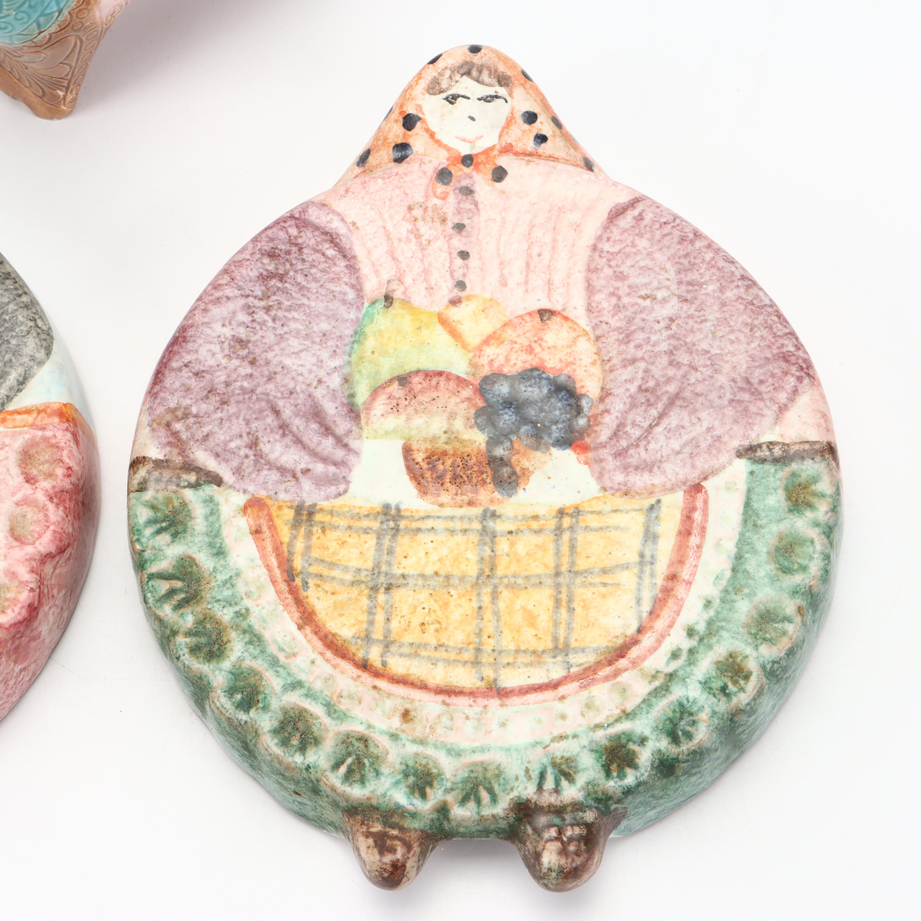 Macy's The Cellar Italian Women Shaped Trivets and Gonder Pottery Ram