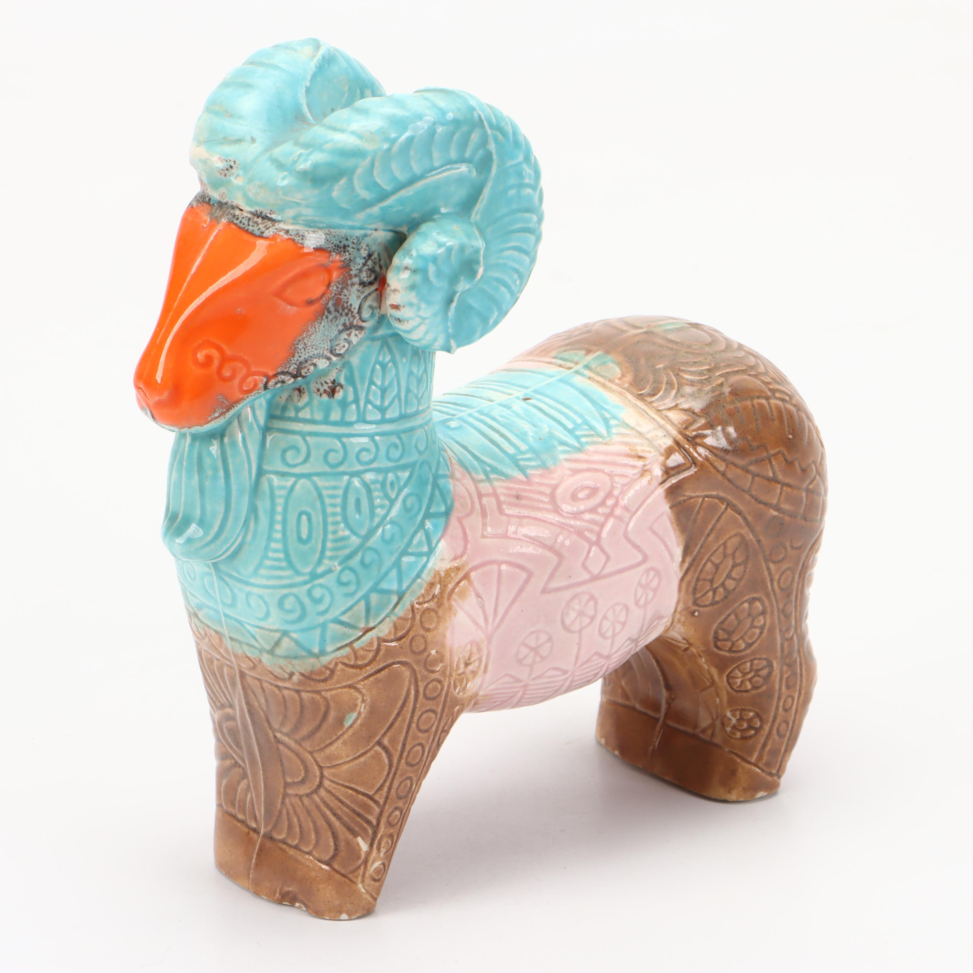 Macy's The Cellar Italian Women Shaped Trivets and Gonder Pottery Ram