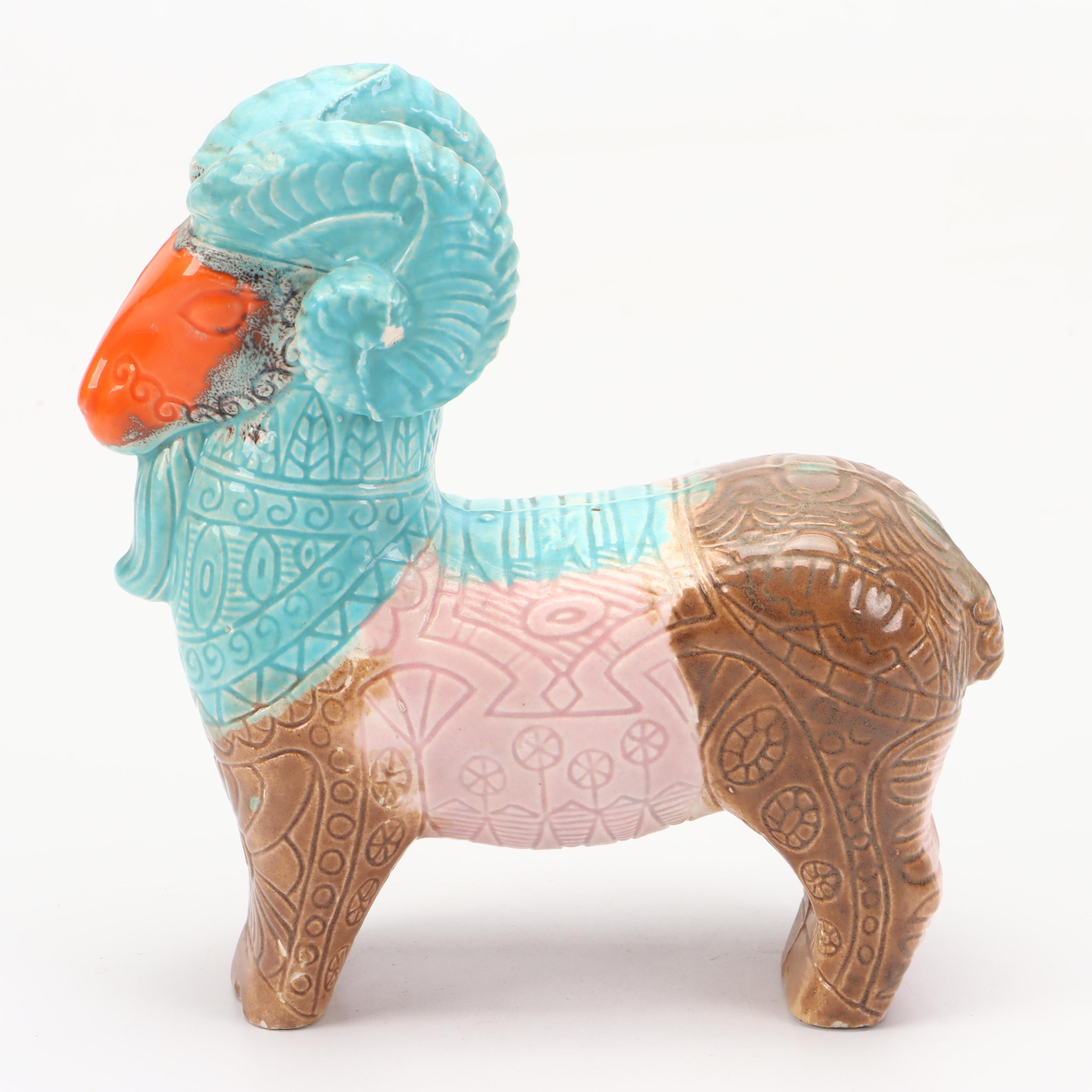 Macy's The Cellar Italian Women Shaped Trivets and Gonder Pottery Ram