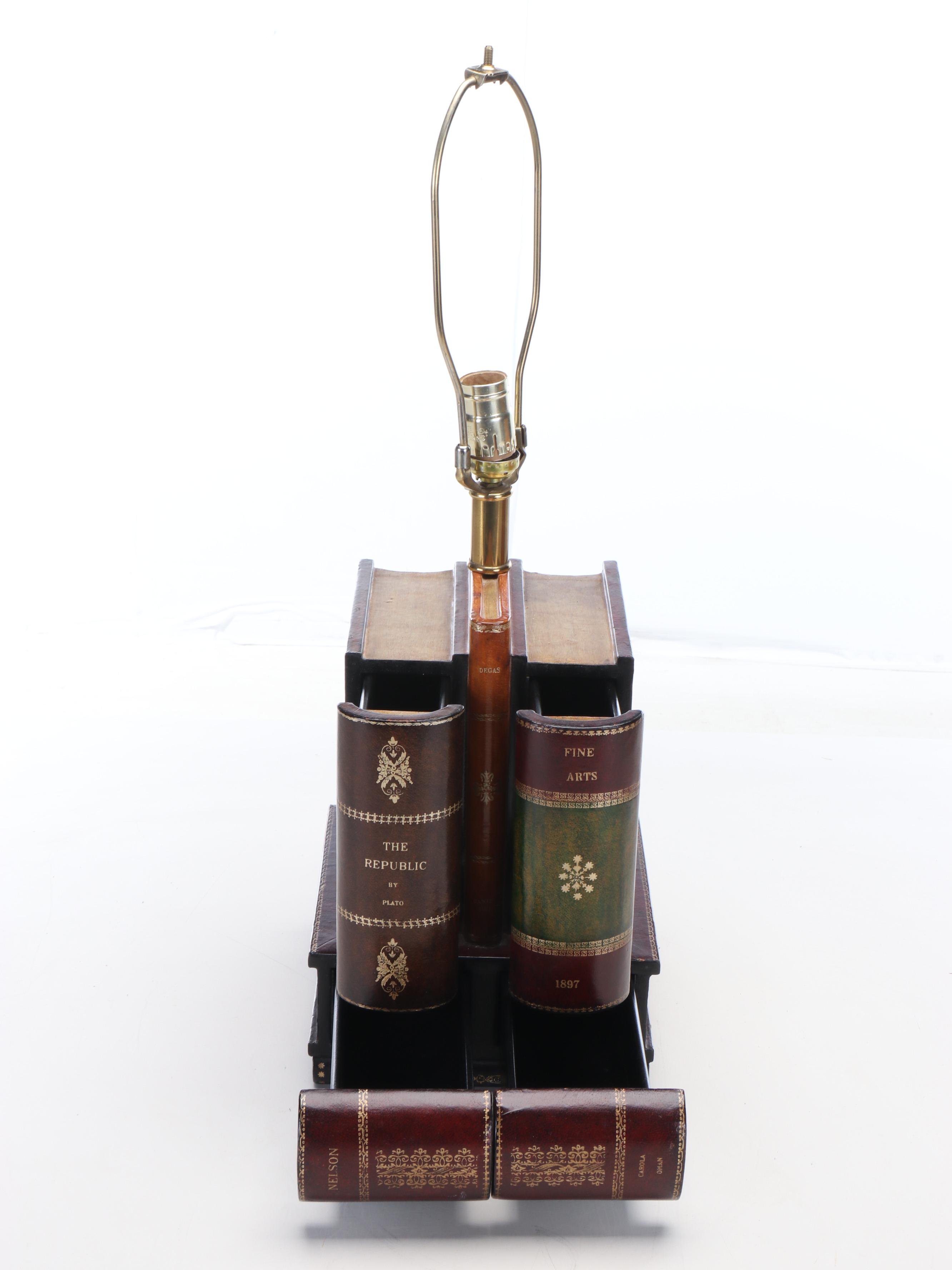 Maitland-Smith Faux Book Stack Table Lamp with Secret Drawers