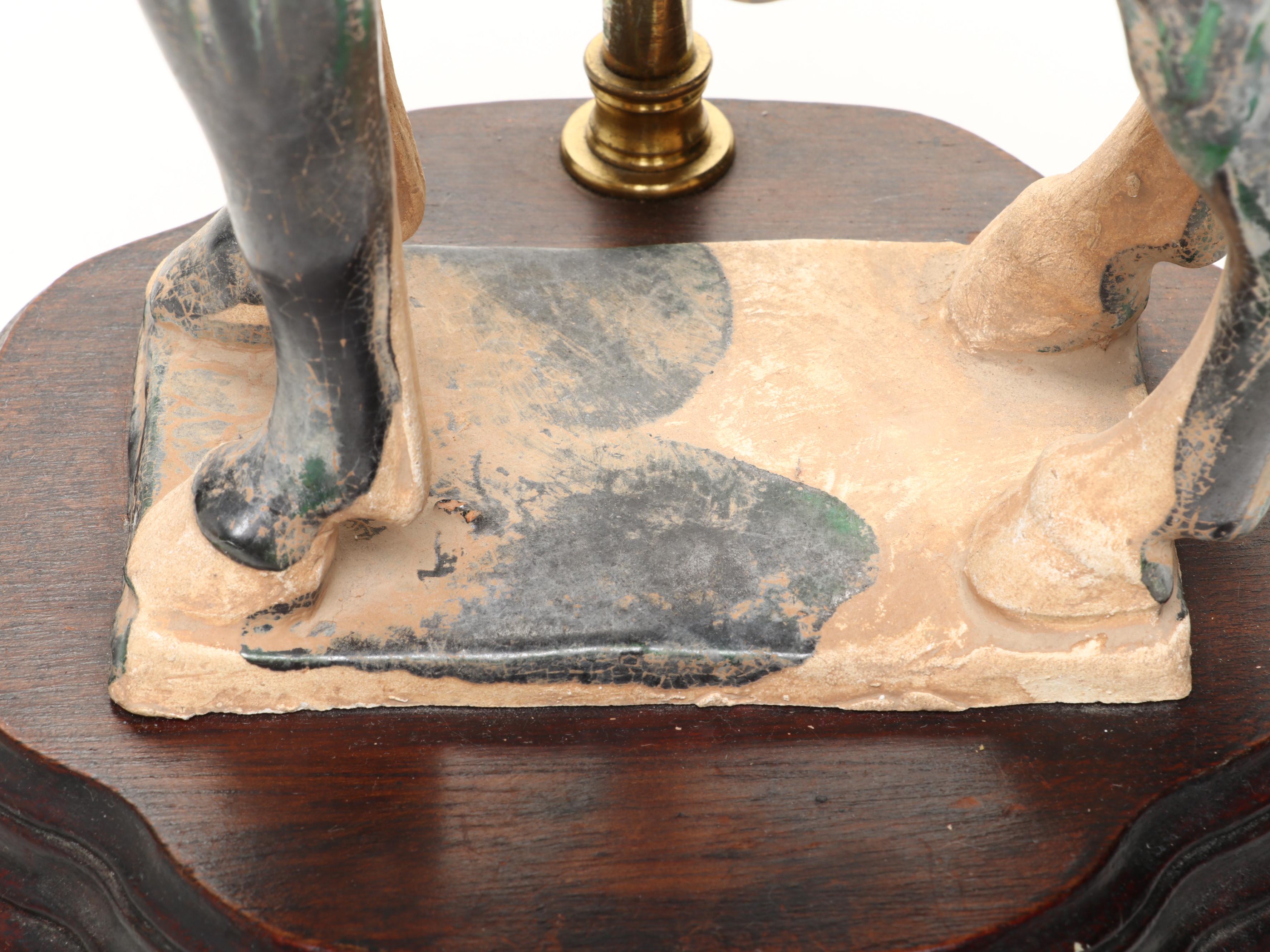 Windermere  Lamps Green Glazed Ceramic Horse and Rider Table Lamp