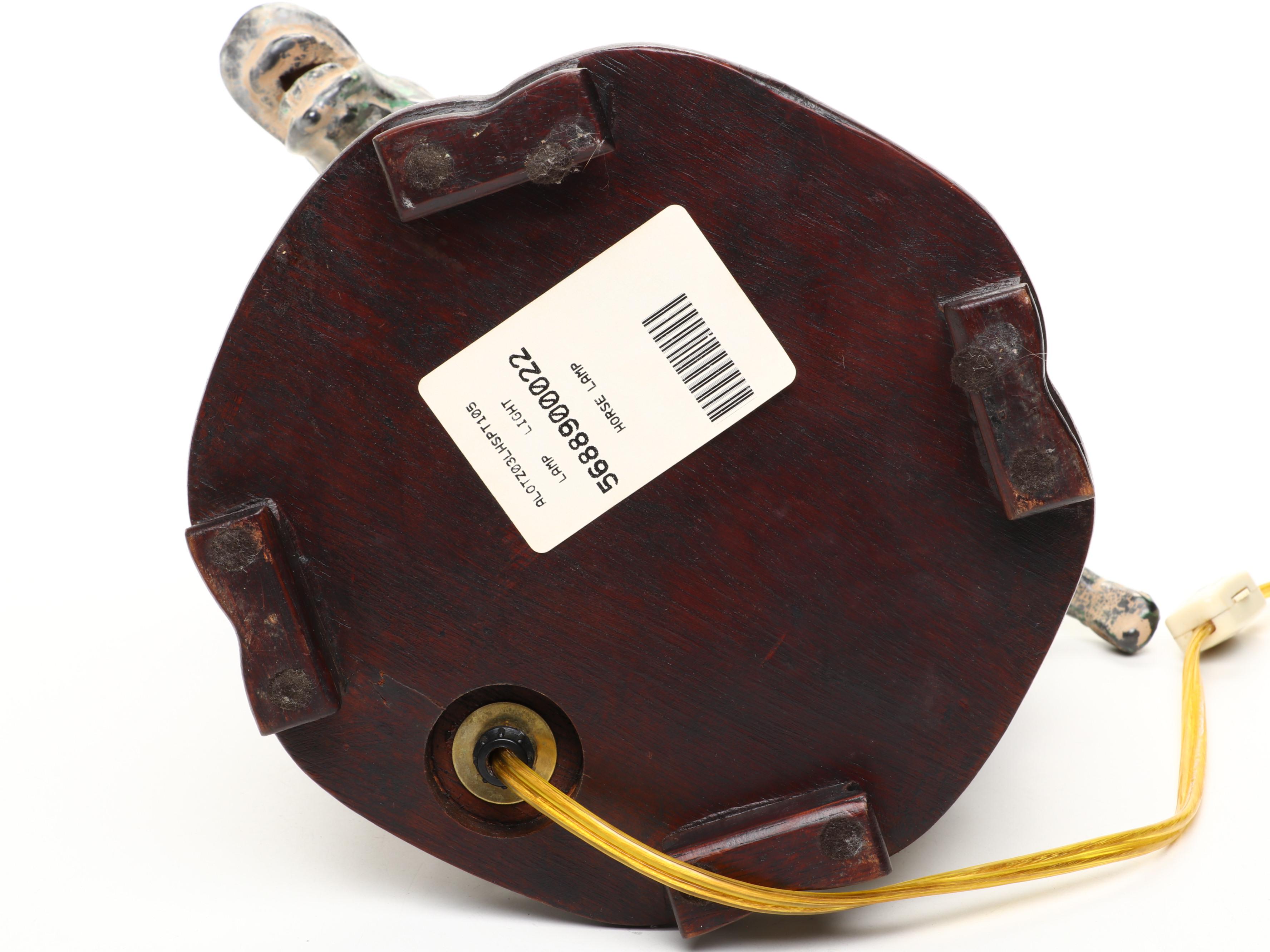 Windermere  Lamps Green Glazed Ceramic Horse and Rider Table Lamp