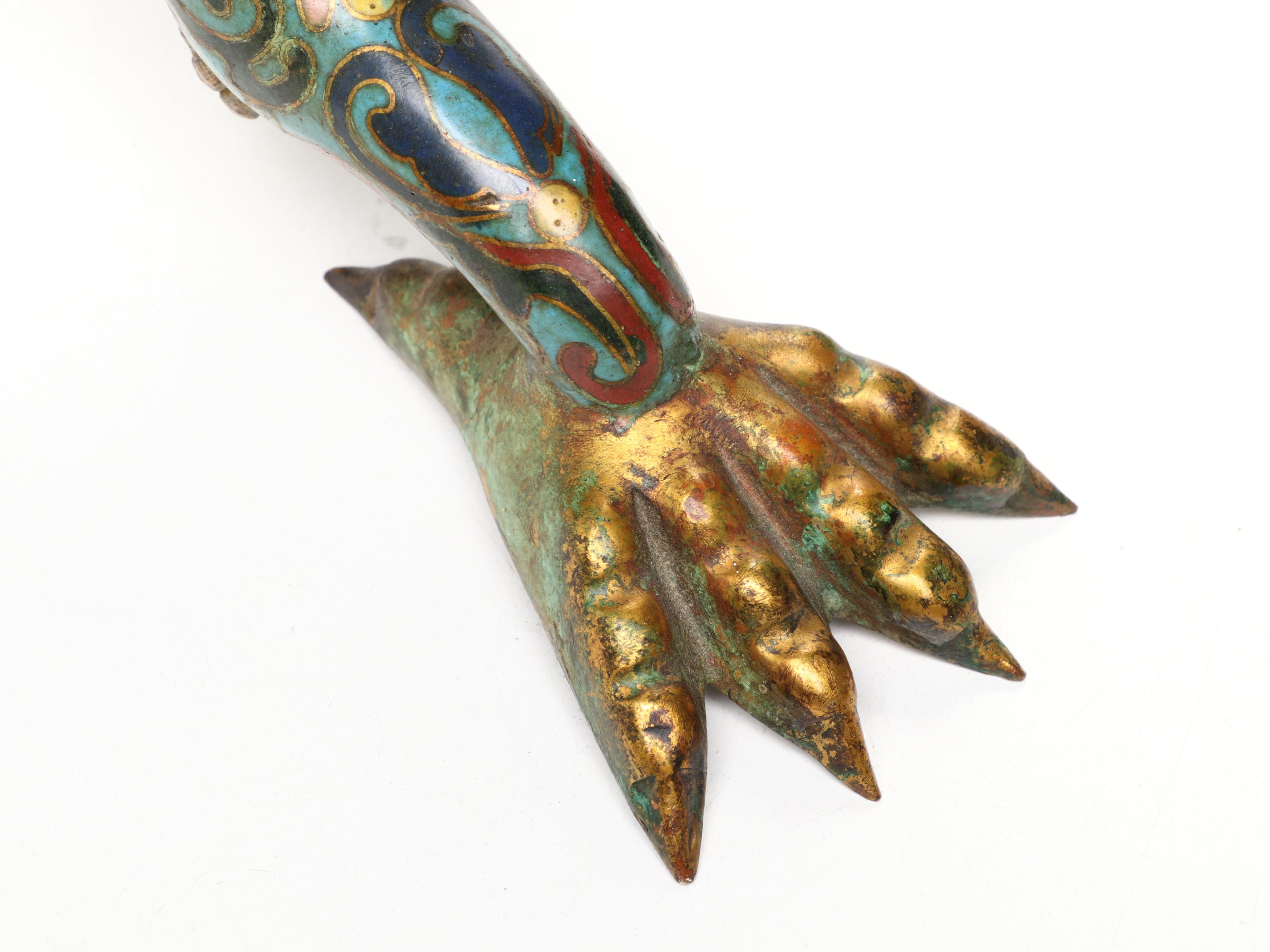 Chinese Qing Dynasty Cloisonné Dragon Form Oil Lamp