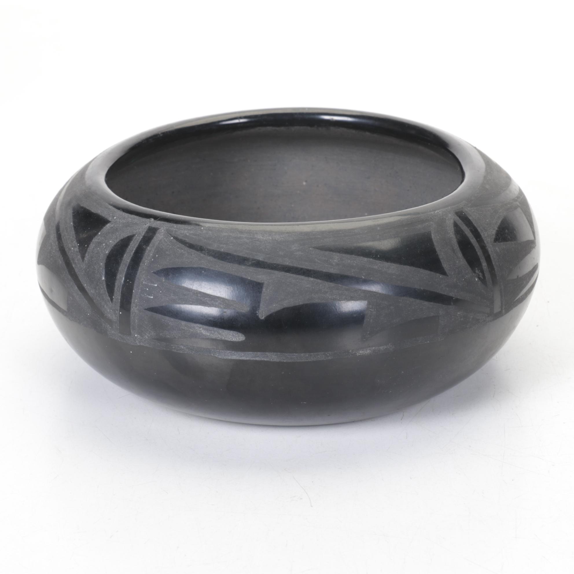 Inca Tumi Ceremonial Knife with Santa Clara Etched Bowl & Mayan Effigy Relief