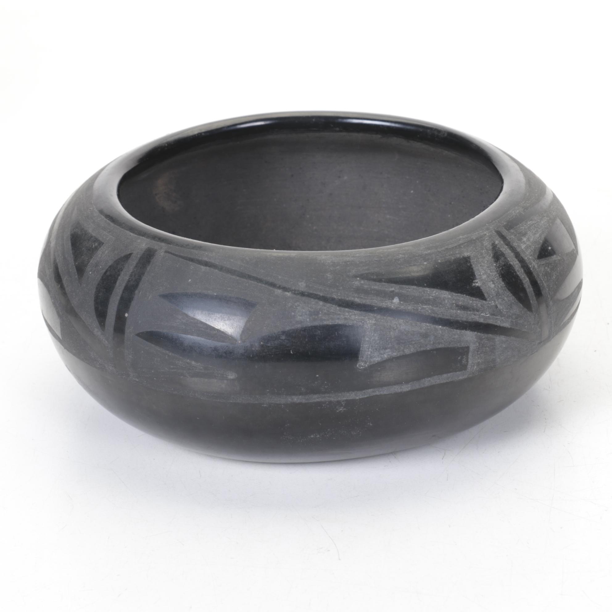 Inca Tumi Ceremonial Knife with Santa Clara Etched Bowl & Mayan Effigy Relief