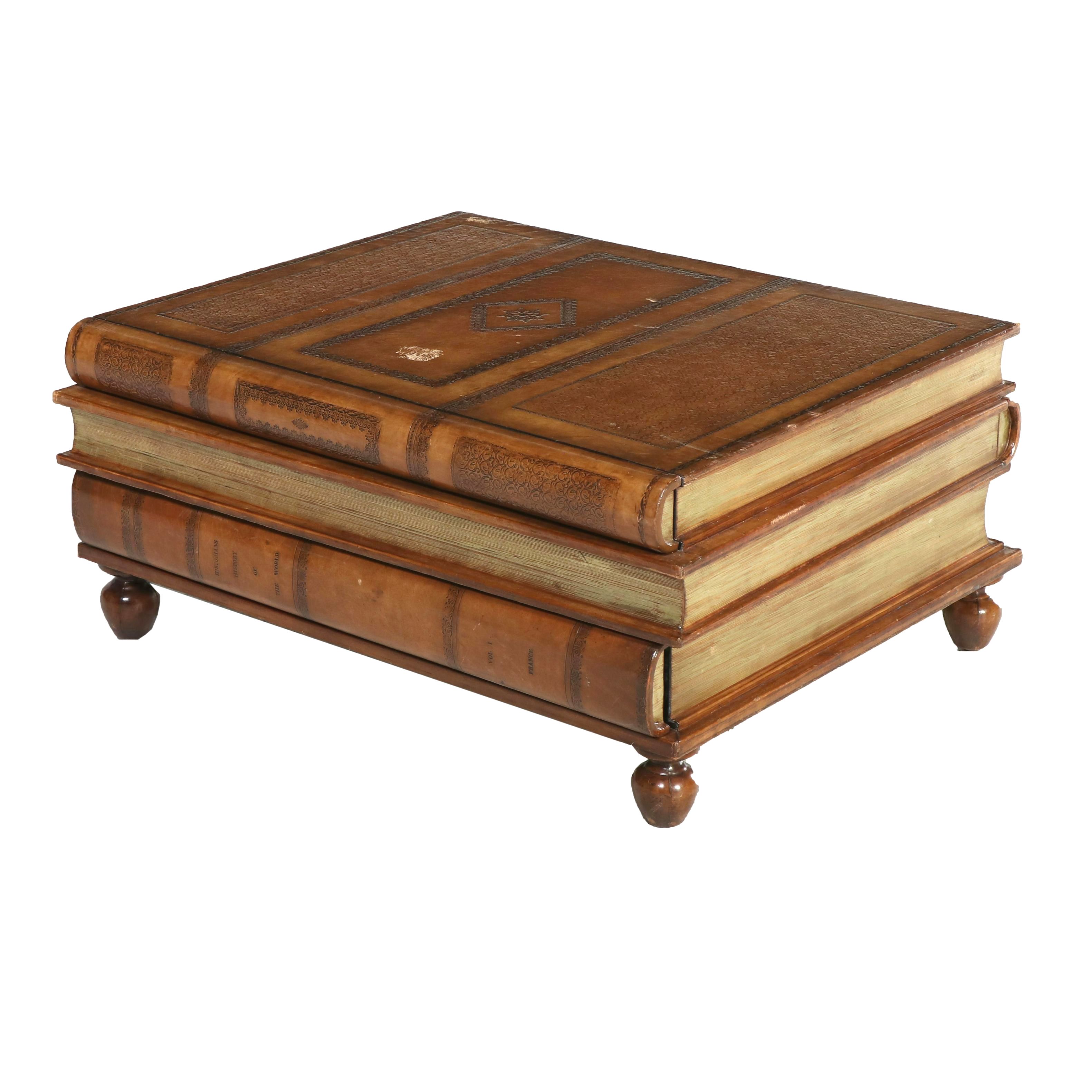 Maitland-Smith Wooden Faux Book Shaped Coffee Table