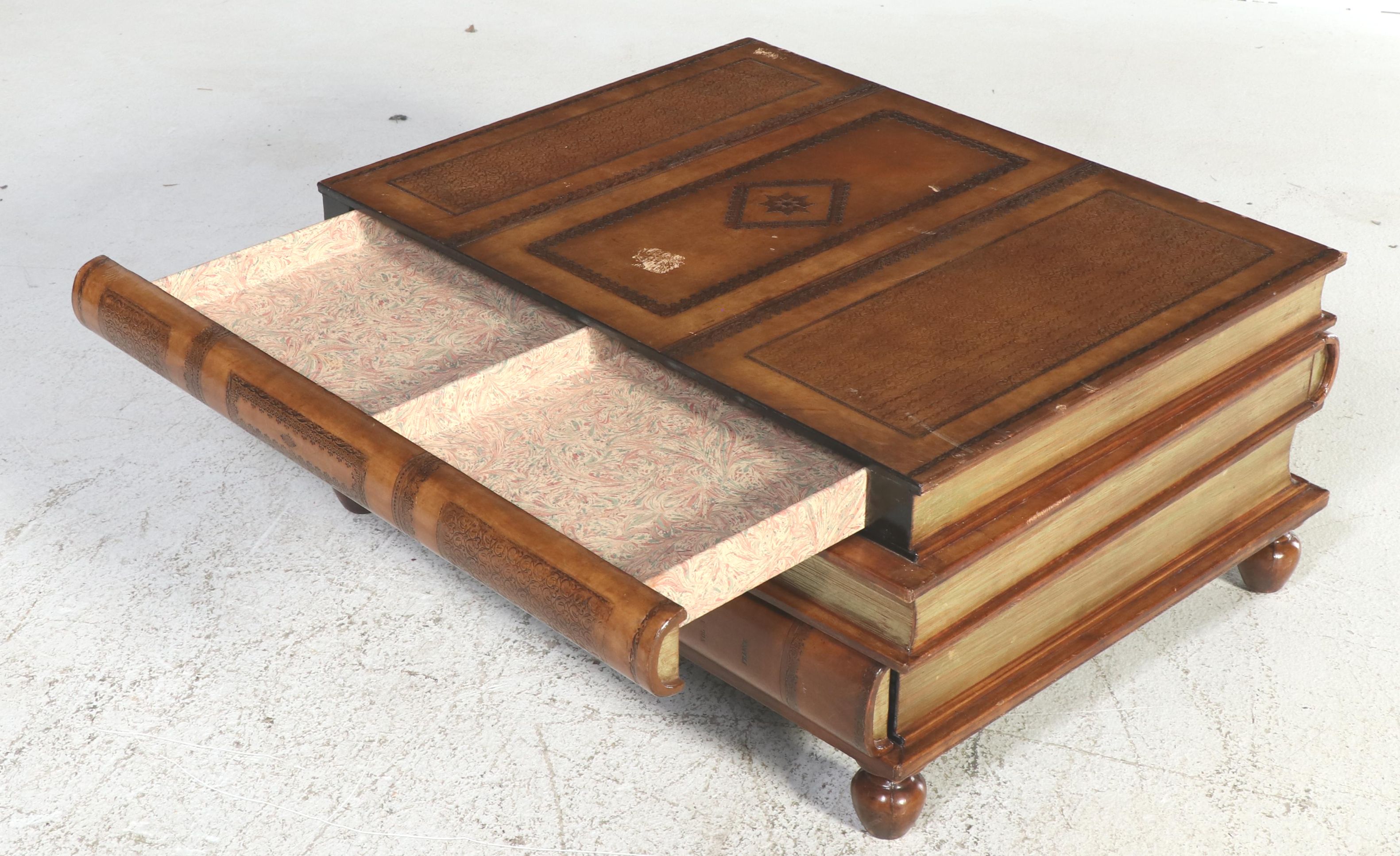 Maitland-Smith Wooden Faux Book Shaped Coffee Table
