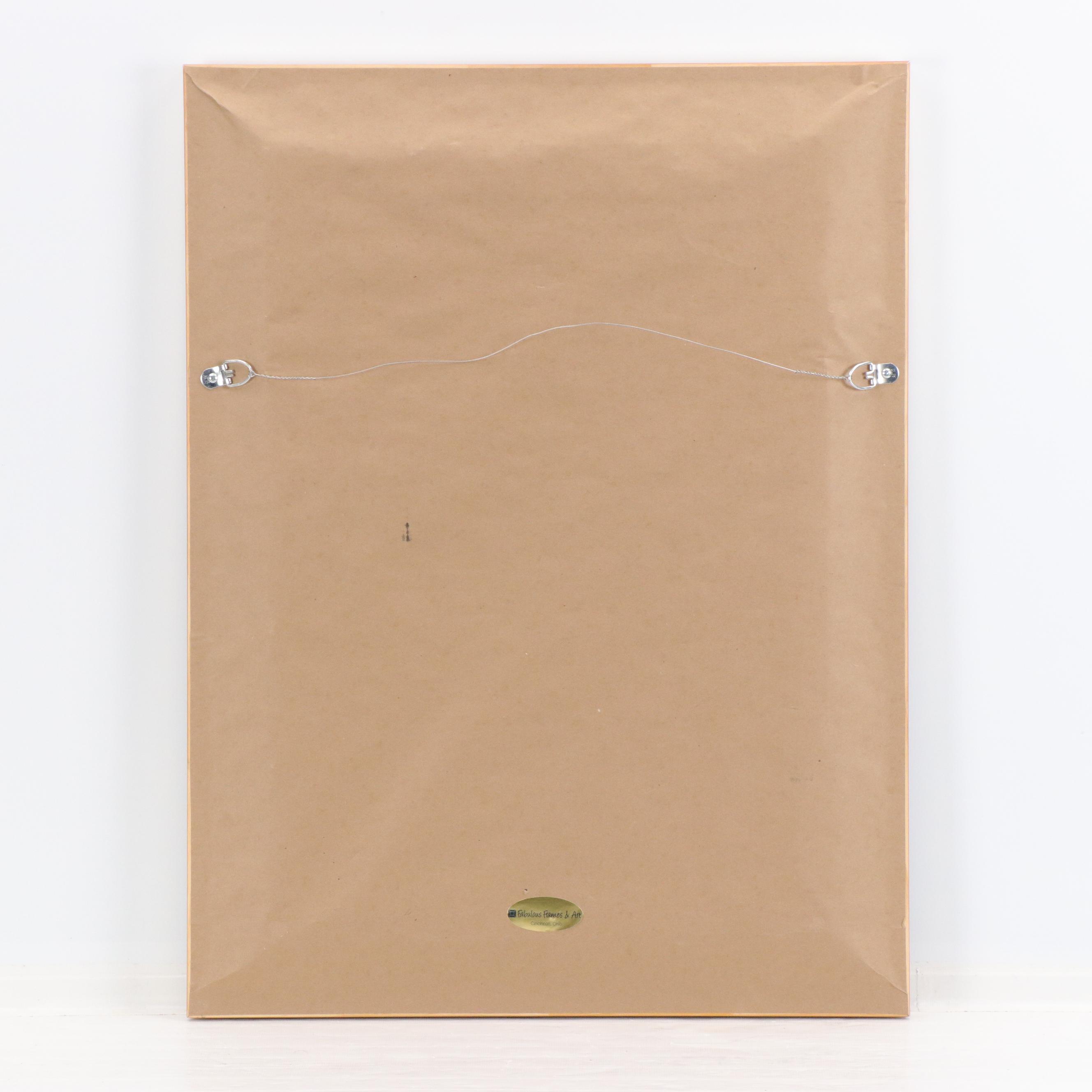 City Park Scene Oil Painting, Mid-20th Century