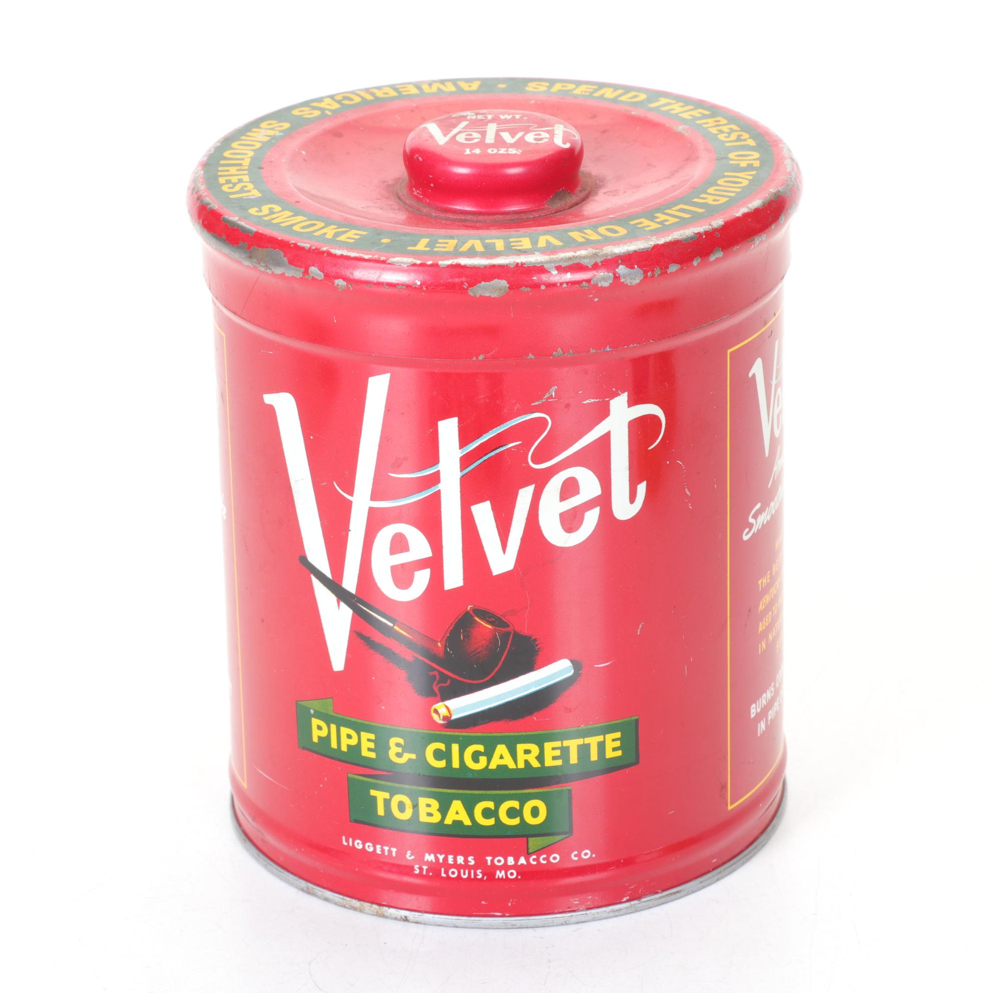 Velvet Pipe & Cigarette Tobacco Tin with Jewelry Tins & "Antique Week" Newspaper