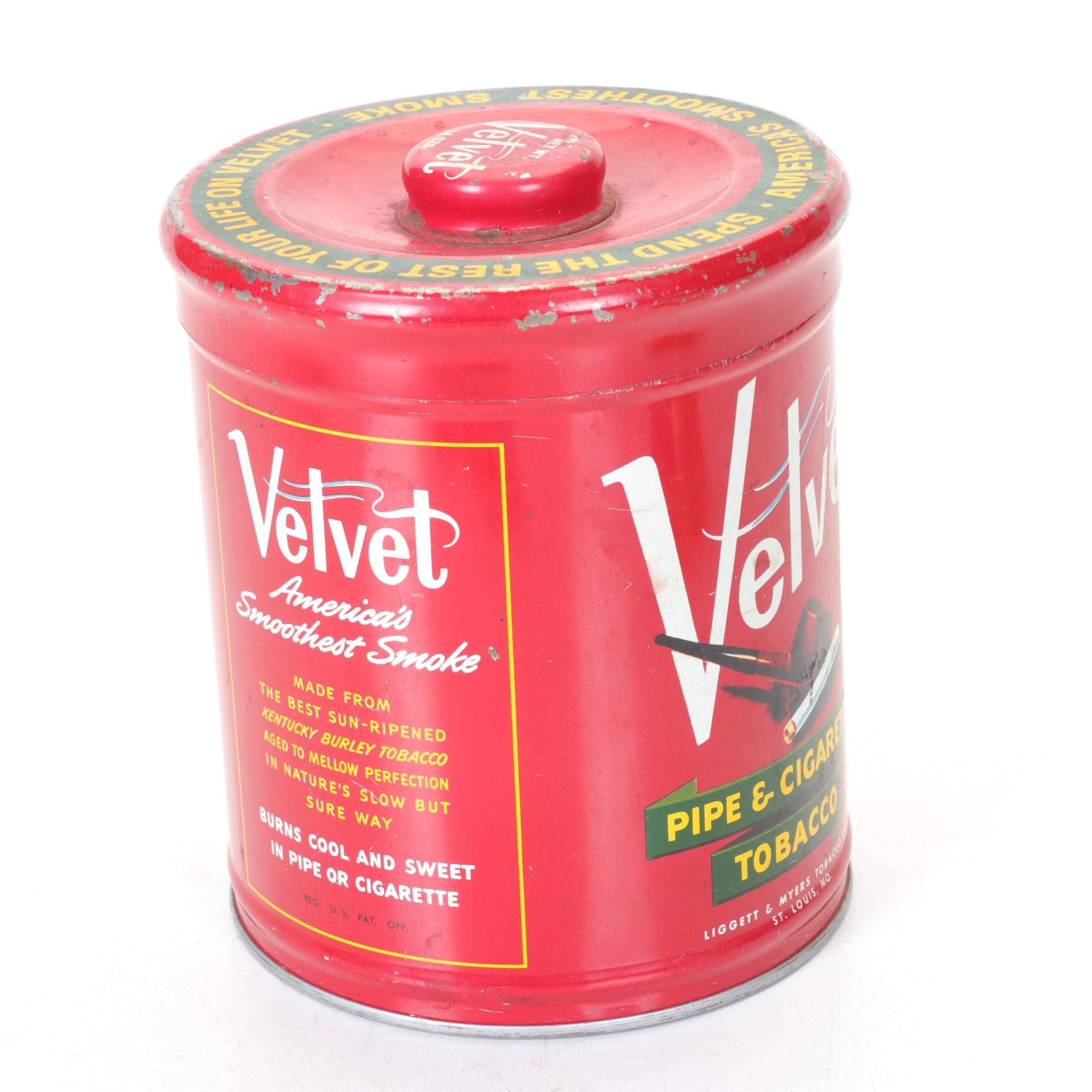 Velvet Pipe & Cigarette Tobacco Tin with Jewelry Tins & "Antique Week" Newspaper