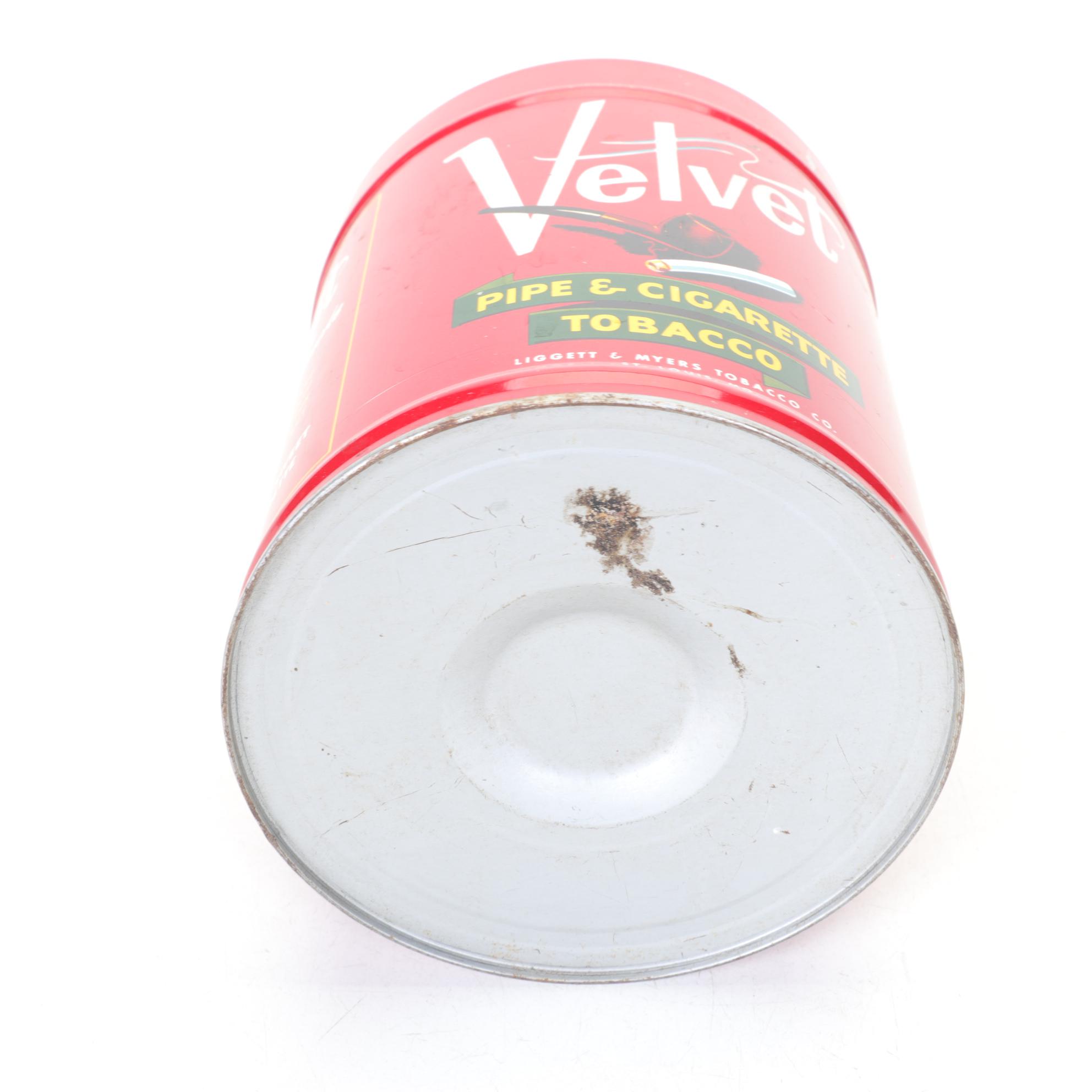 Velvet Pipe & Cigarette Tobacco Tin with Jewelry Tins & "Antique Week" Newspaper