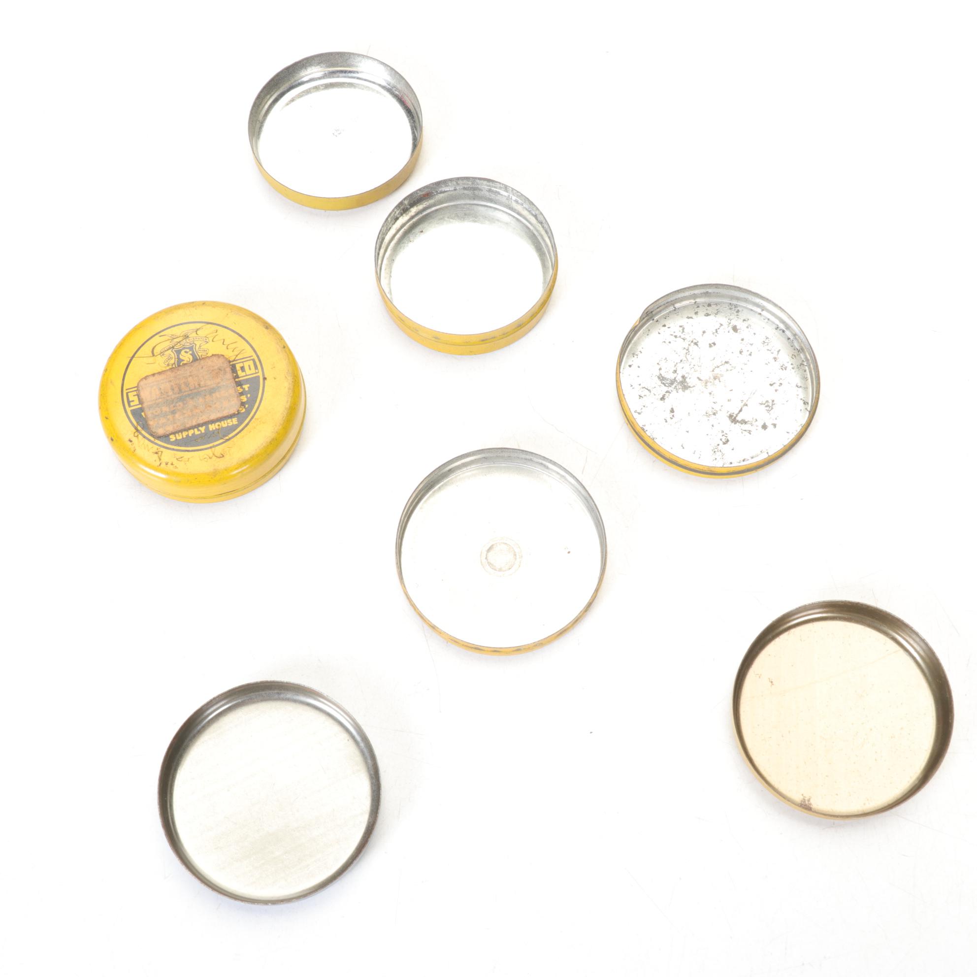 Velvet Pipe & Cigarette Tobacco Tin with Jewelry Tins & "Antique Week" Newspaper