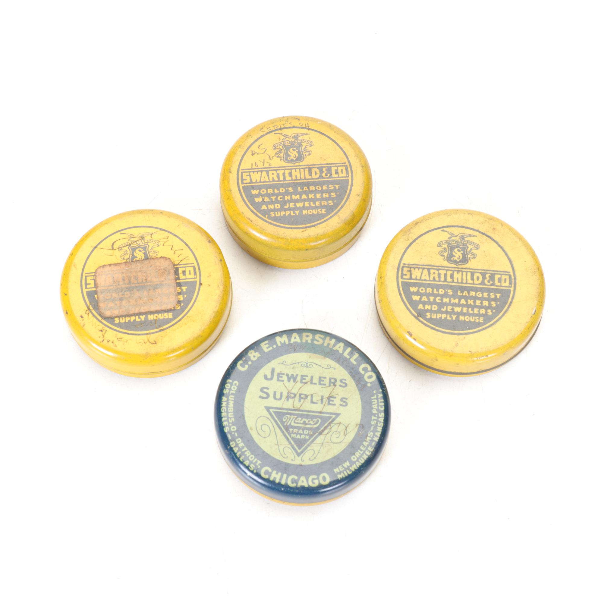 Velvet Pipe & Cigarette Tobacco Tin with Jewelry Tins & "Antique Week" Newspaper