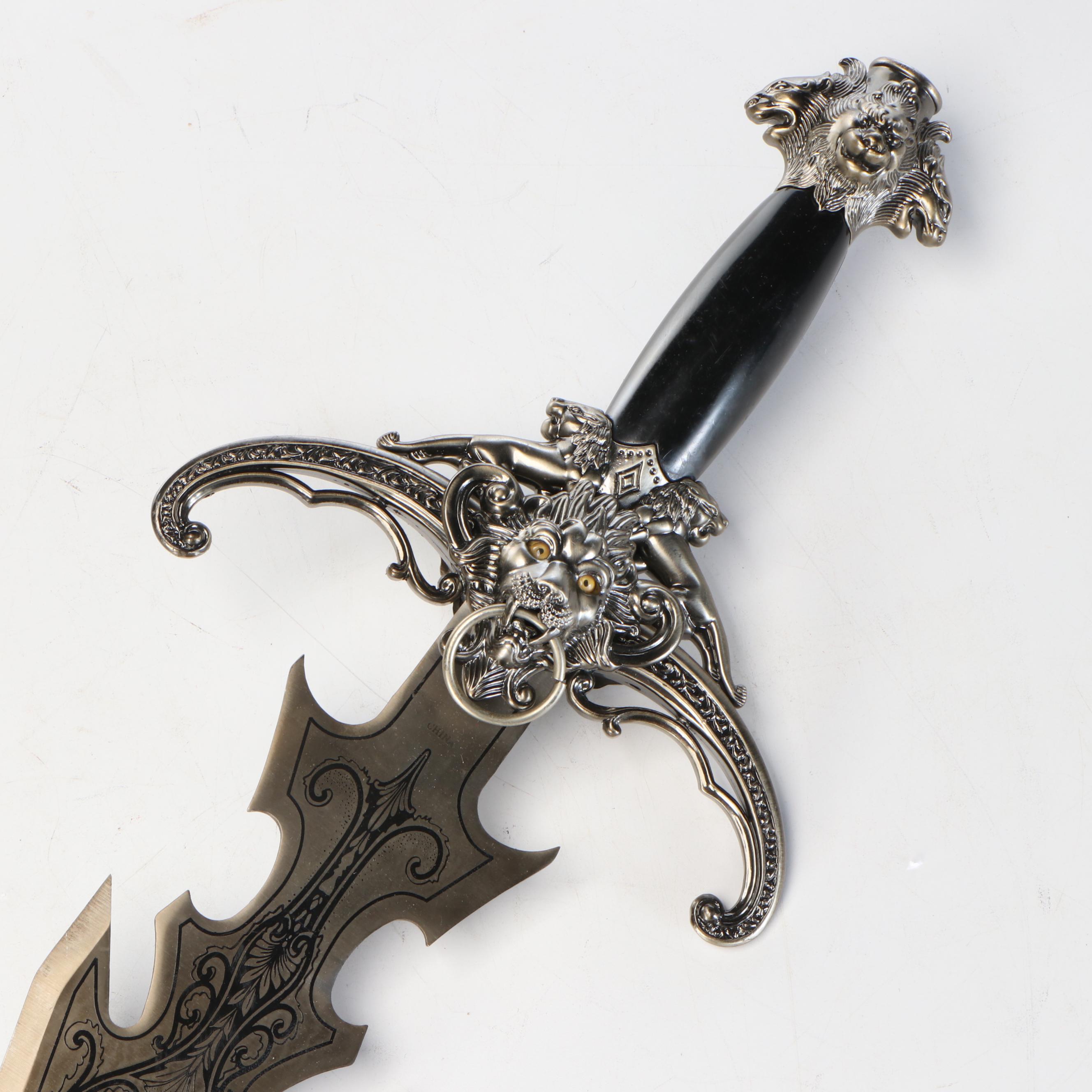 Fantasy Role Play Sword with Ornate Enamel Work and Dragon Hilt