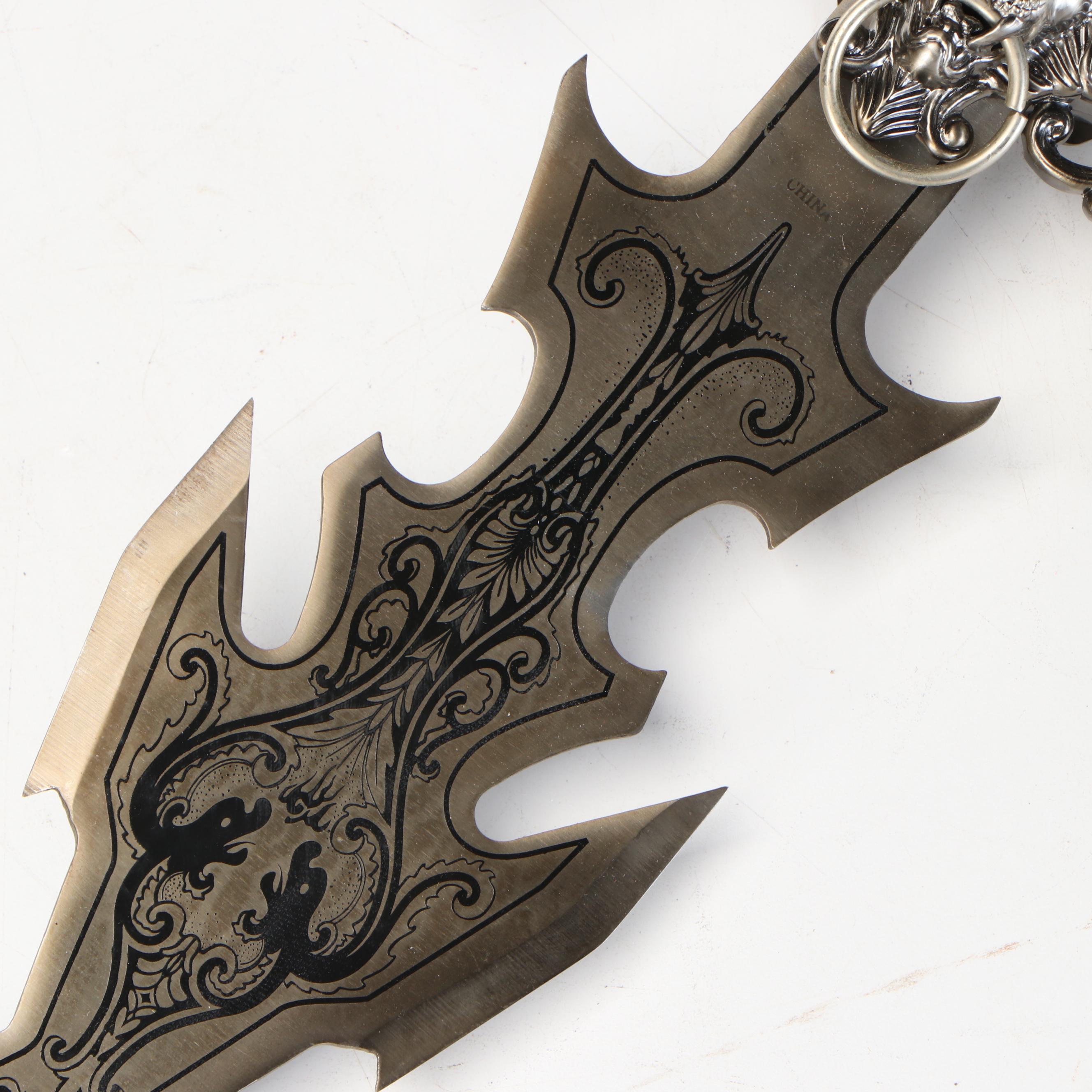 Fantasy Role Play Sword with Ornate Enamel Work and Dragon Hilt