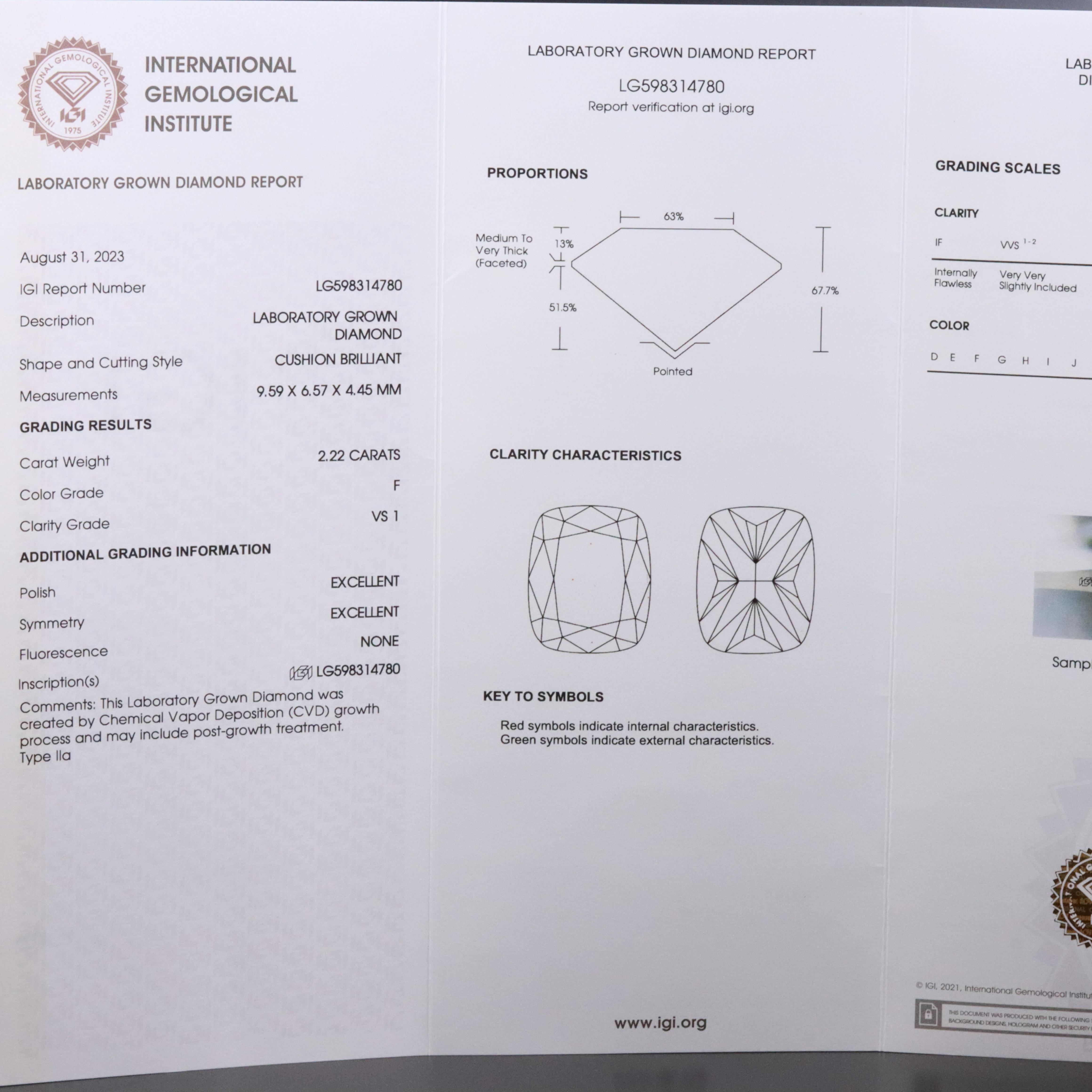 Loose 2.22 CT Lab Grown Diamond with IGI Report