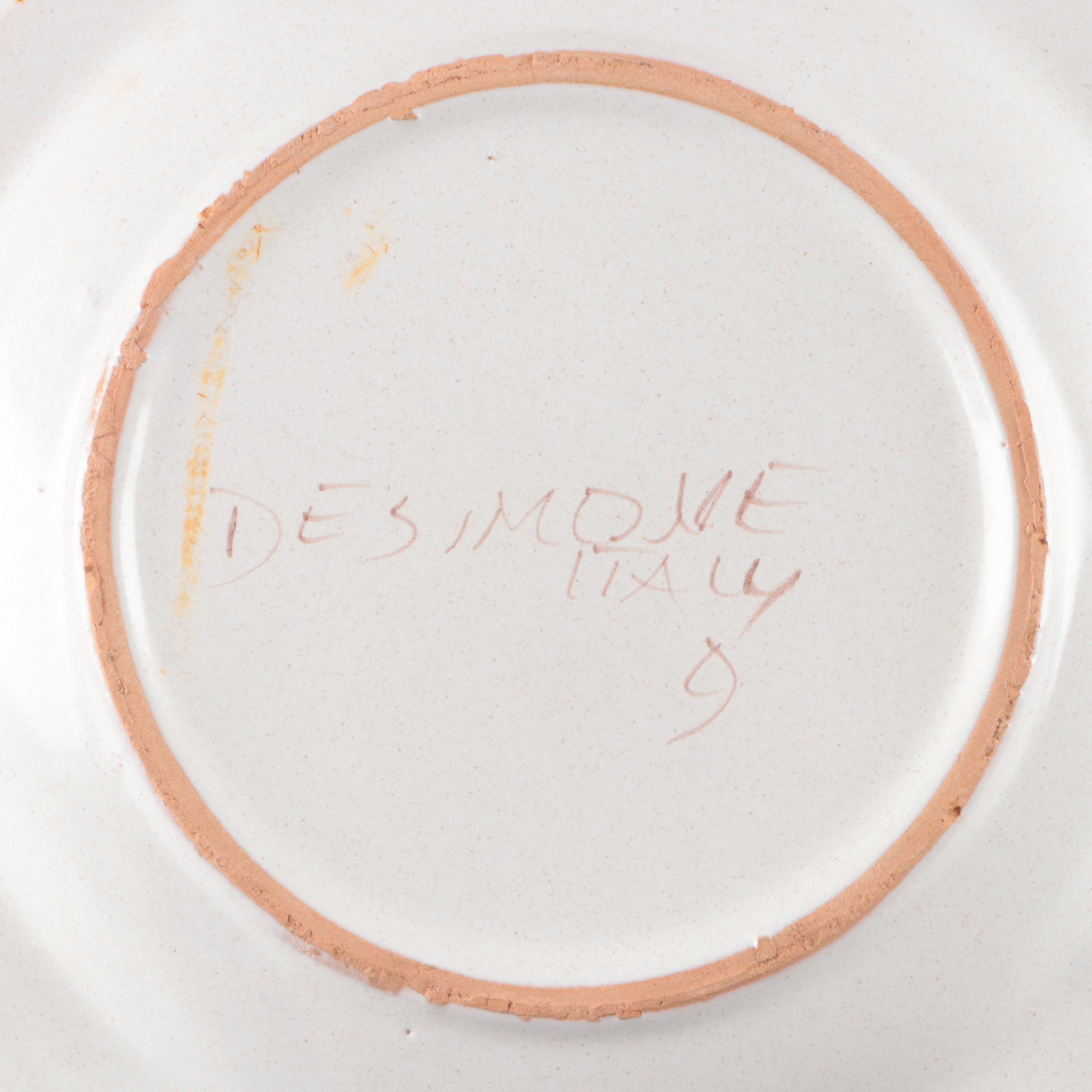 Italian Giovanni DeSimone Hand-Painted Ceramic Plate and Bowl