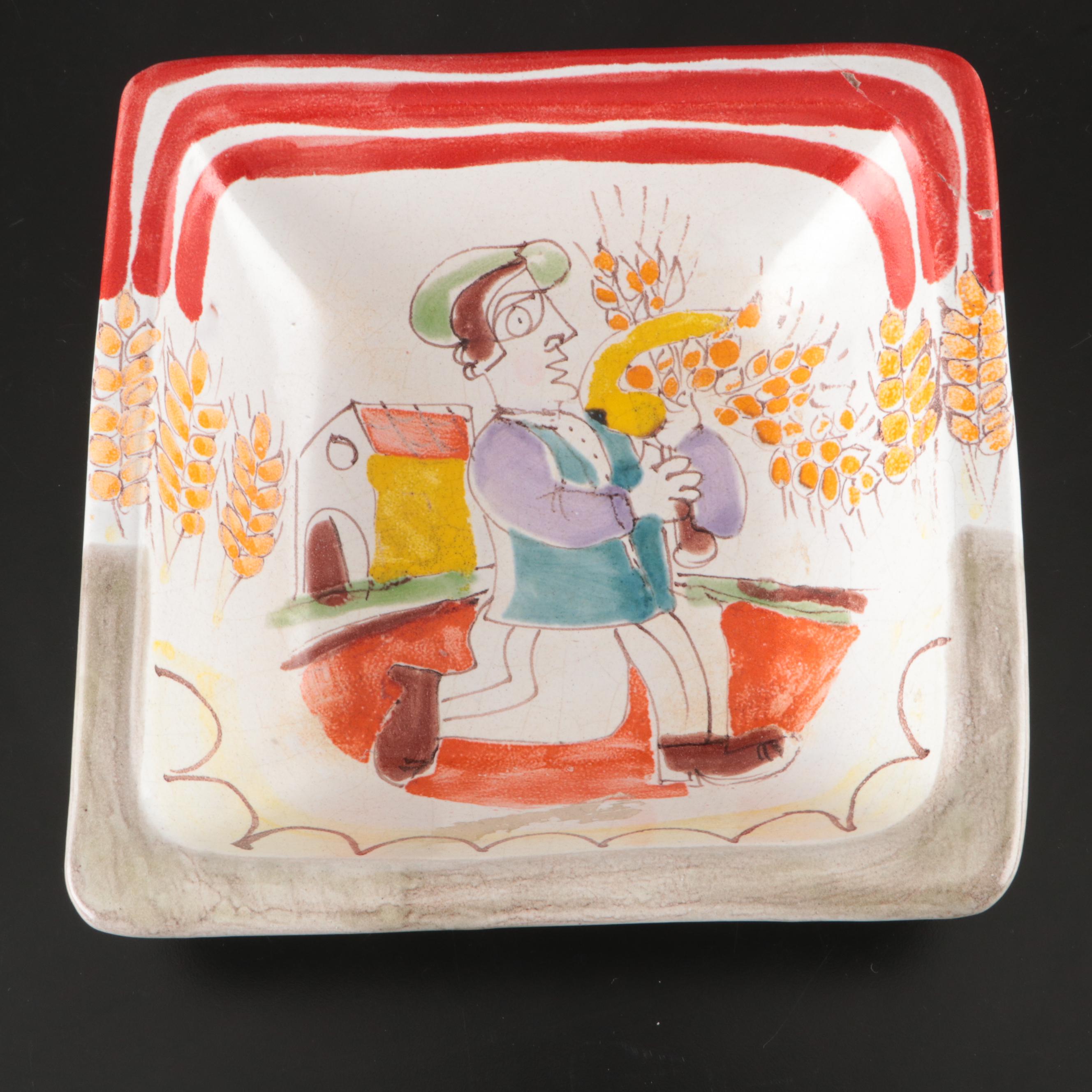 Italian Giovanni DeSimone Hand-Painted Ceramic Plate and Bowl