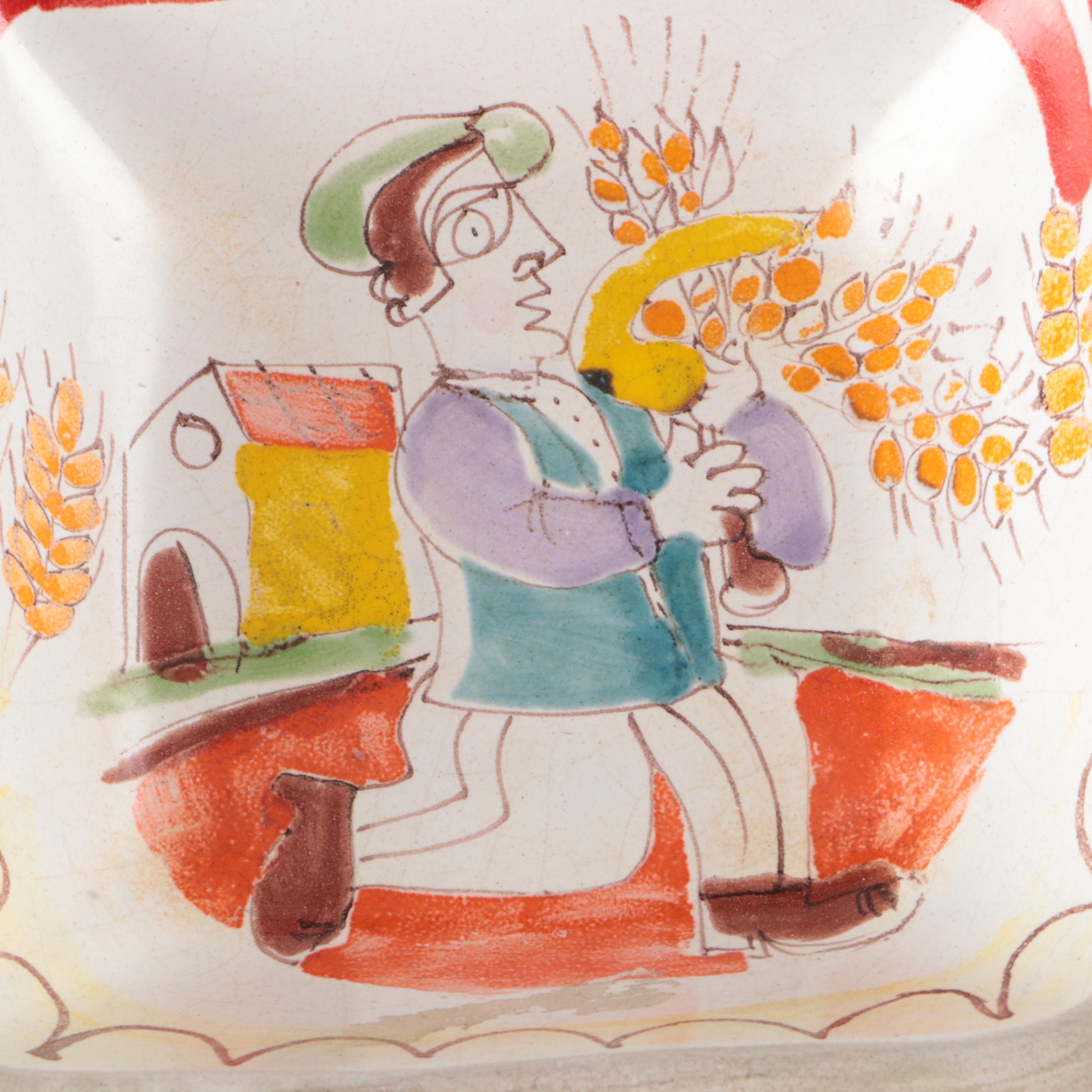 Italian Giovanni DeSimone Hand-Painted Ceramic Plate and Bowl