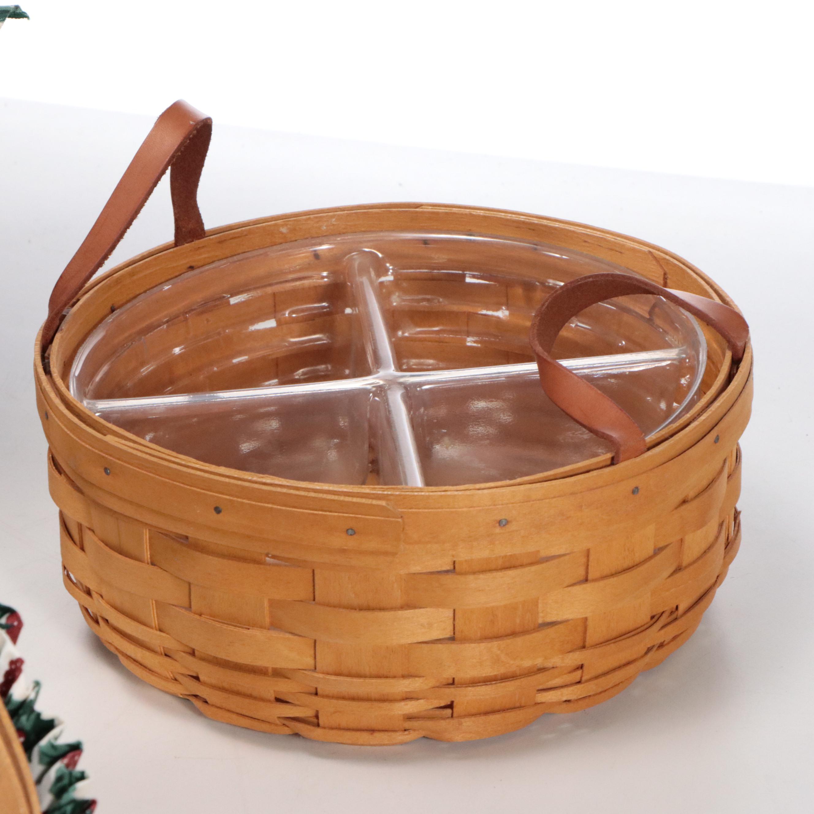 Longaberger Iron Snowman Basket Tree and Woven Maple Baskets