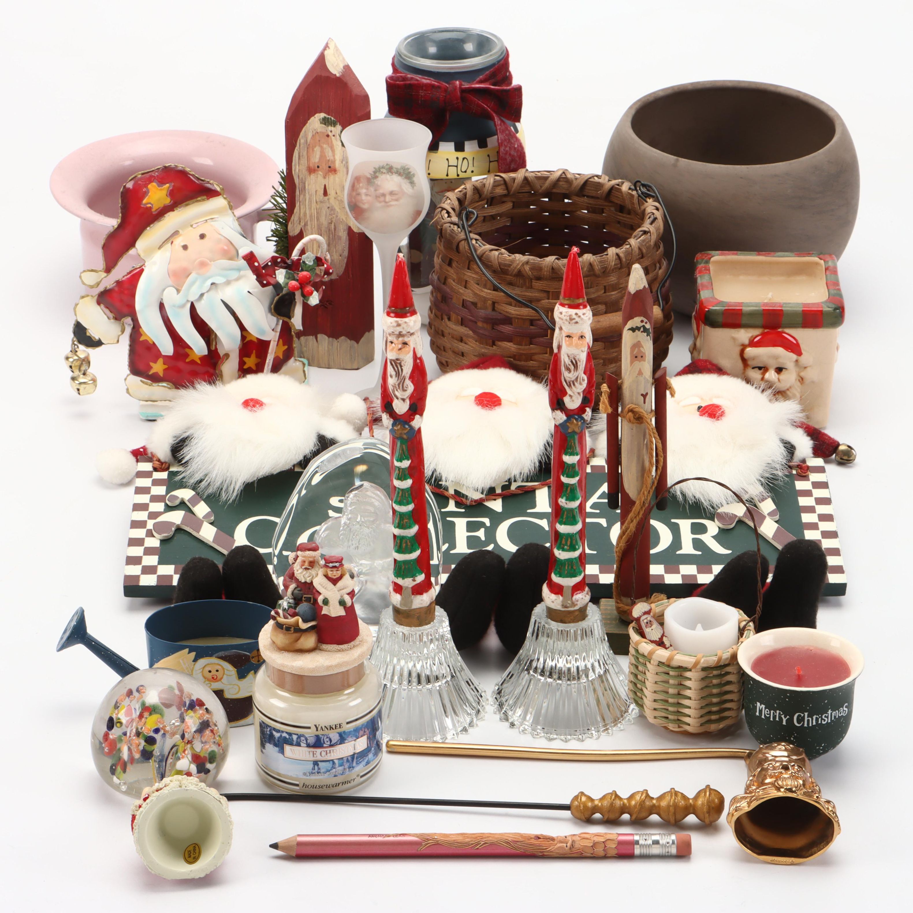 Christmas-Themed "Santa Collector" Wall Hanging with Candles and More Décor
