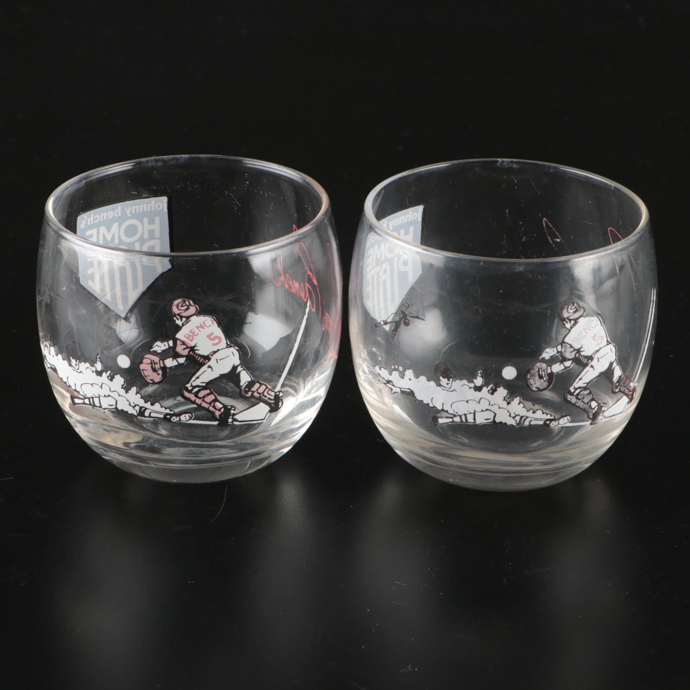Equestrian Glass Bowl with Horse Jockey and Cincinnati Reds Glasses